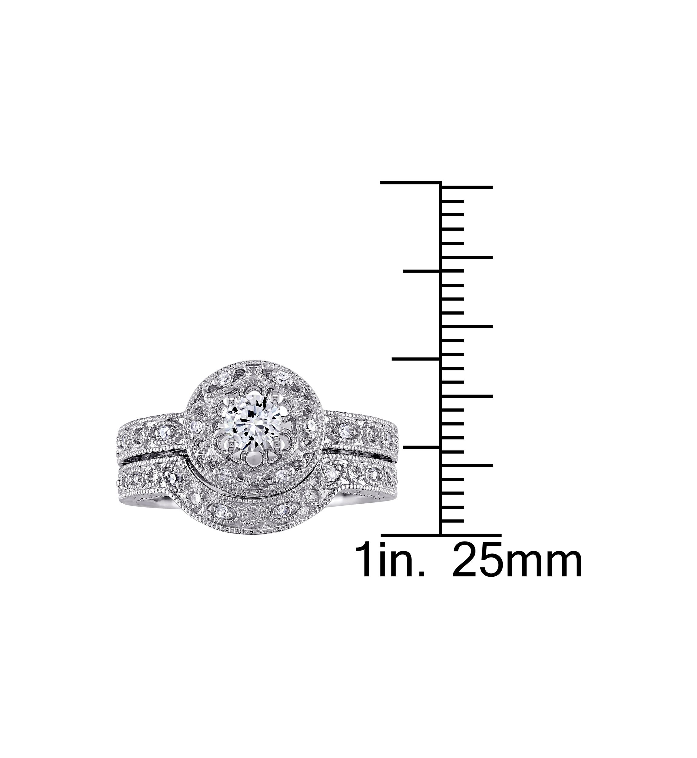 1/3 ct. t.w. Created White Sapphire and 1/10 ct. t.w. Diamond Vintage Bridal Set in Sterling Silver