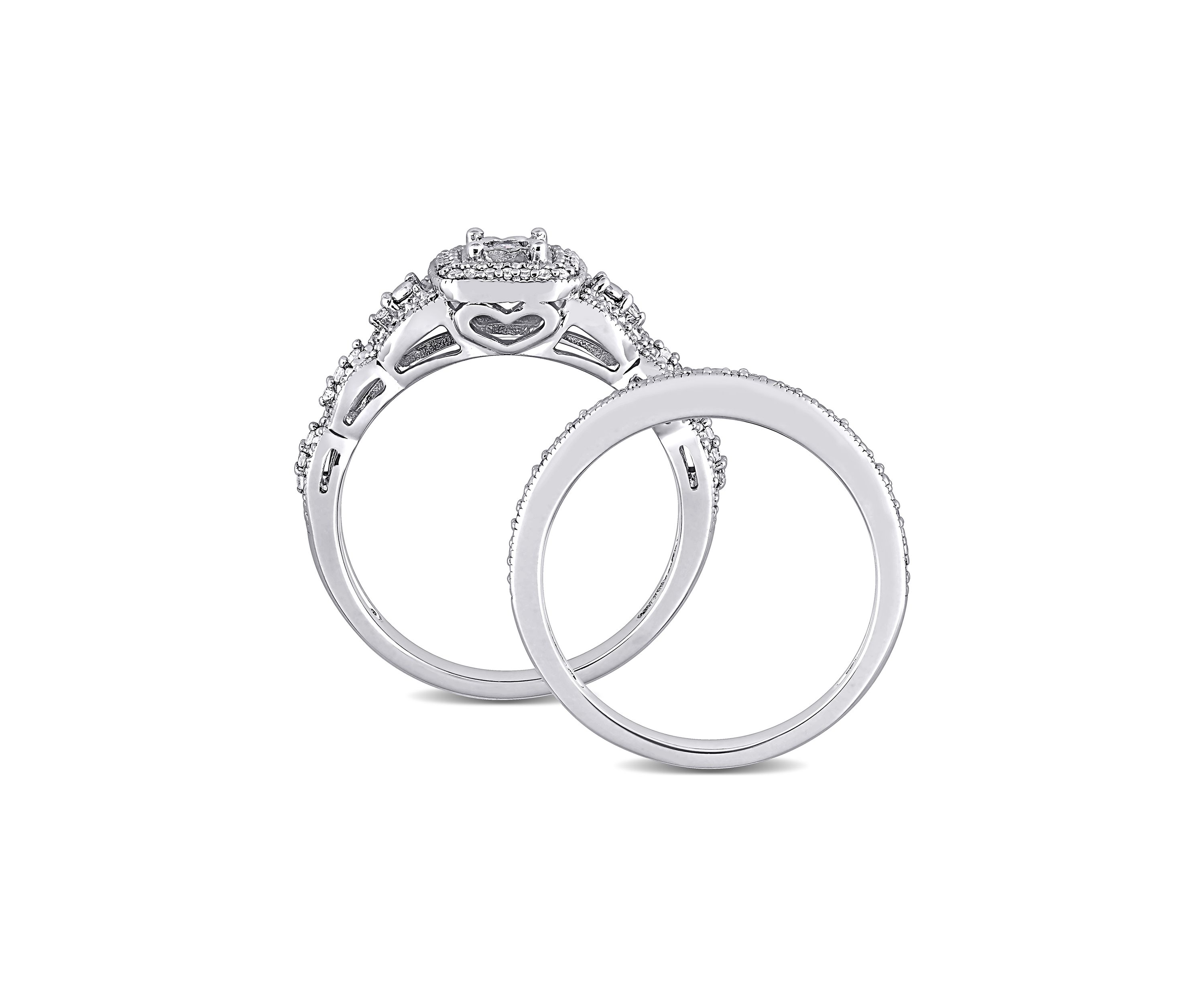 1/3 ct. t.w. Diamond Vintage Bridal Set in Sterling Silver