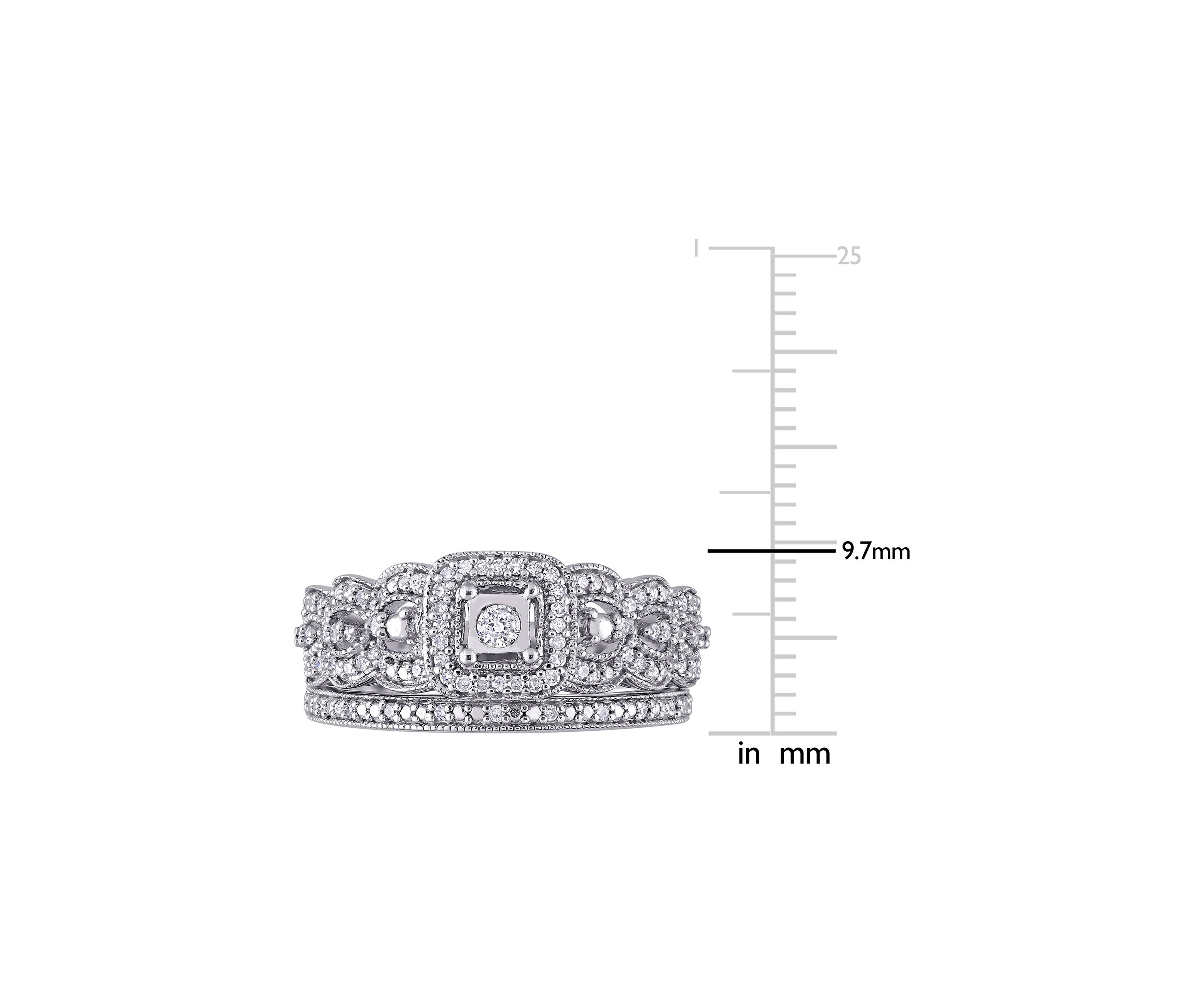 1/3 ct. t.w. Diamond Vintage Bridal Set in Sterling Silver