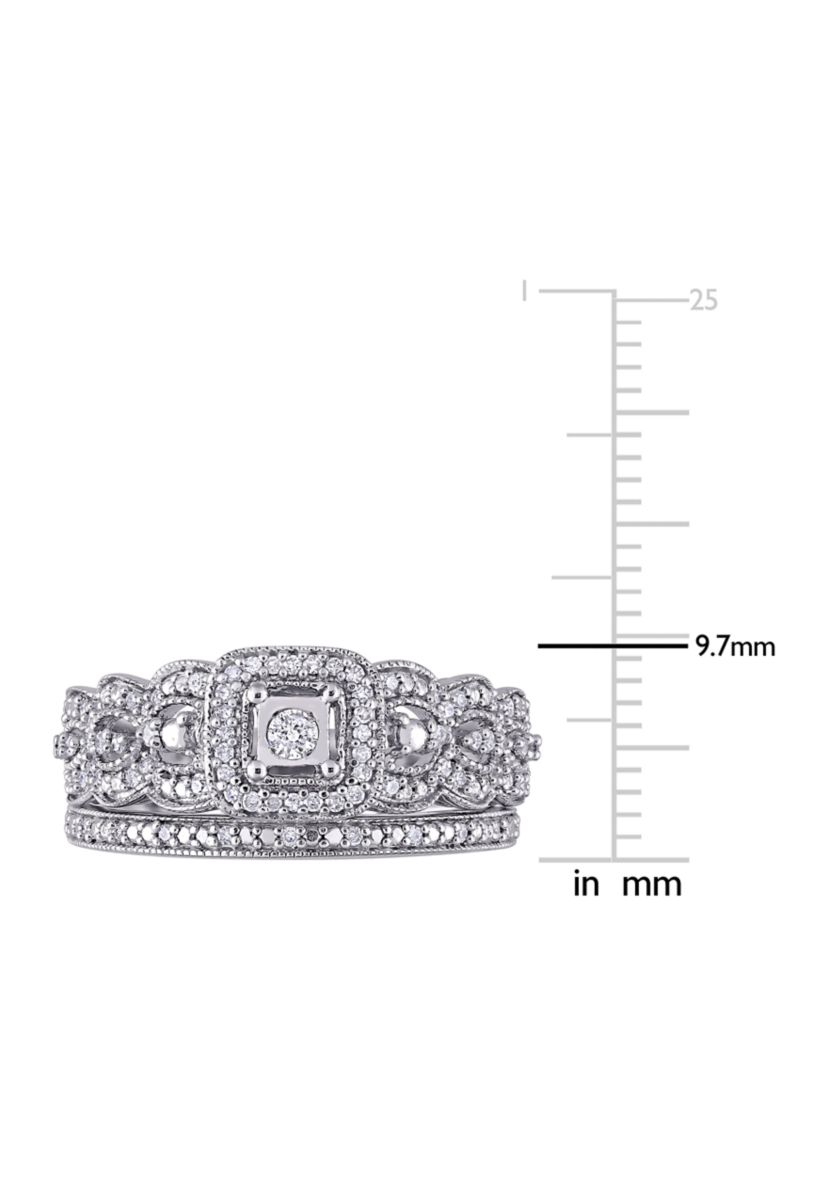 1/3 ct. t.w. Diamond Vintage Bridal Set in Sterling Silver