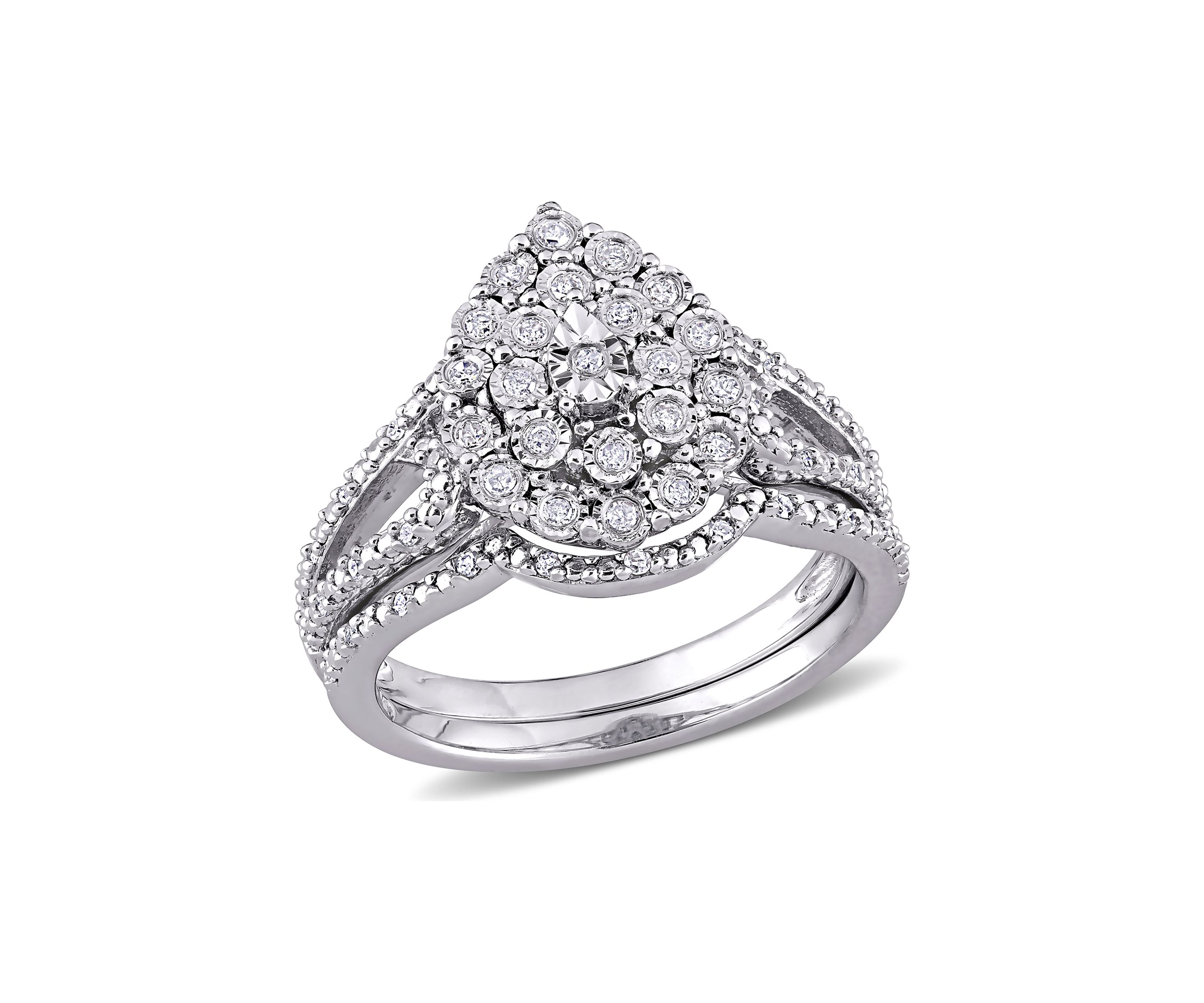 1/4 ct. t.w. Diamond Vintage Engagement Ring Set in Sterling Silver
