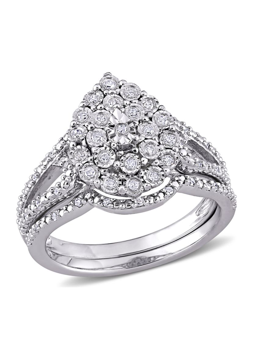 1/4 ct. t.w. Diamond Vintage Engagement Ring Set in Sterling Silver