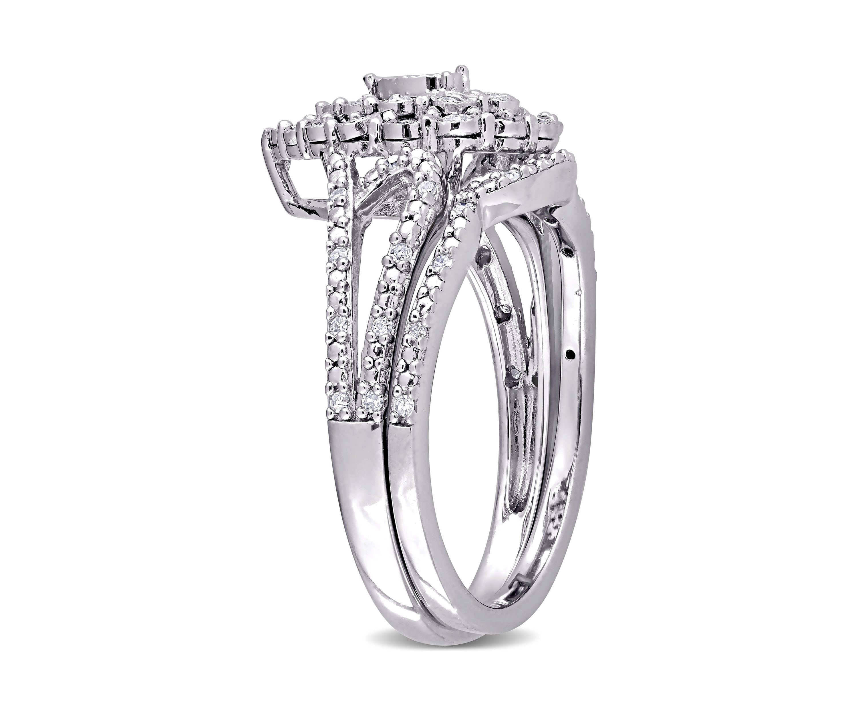 1/4 ct. t.w. Diamond Vintage Engagement Ring Set in Sterling Silver