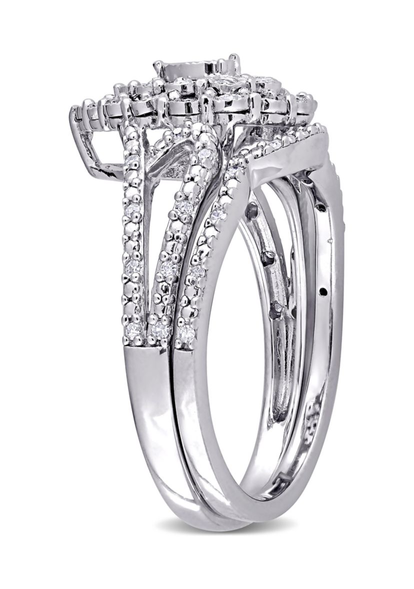 1/4 ct. t.w. Diamond Vintage Engagement Ring Set in Sterling Silver