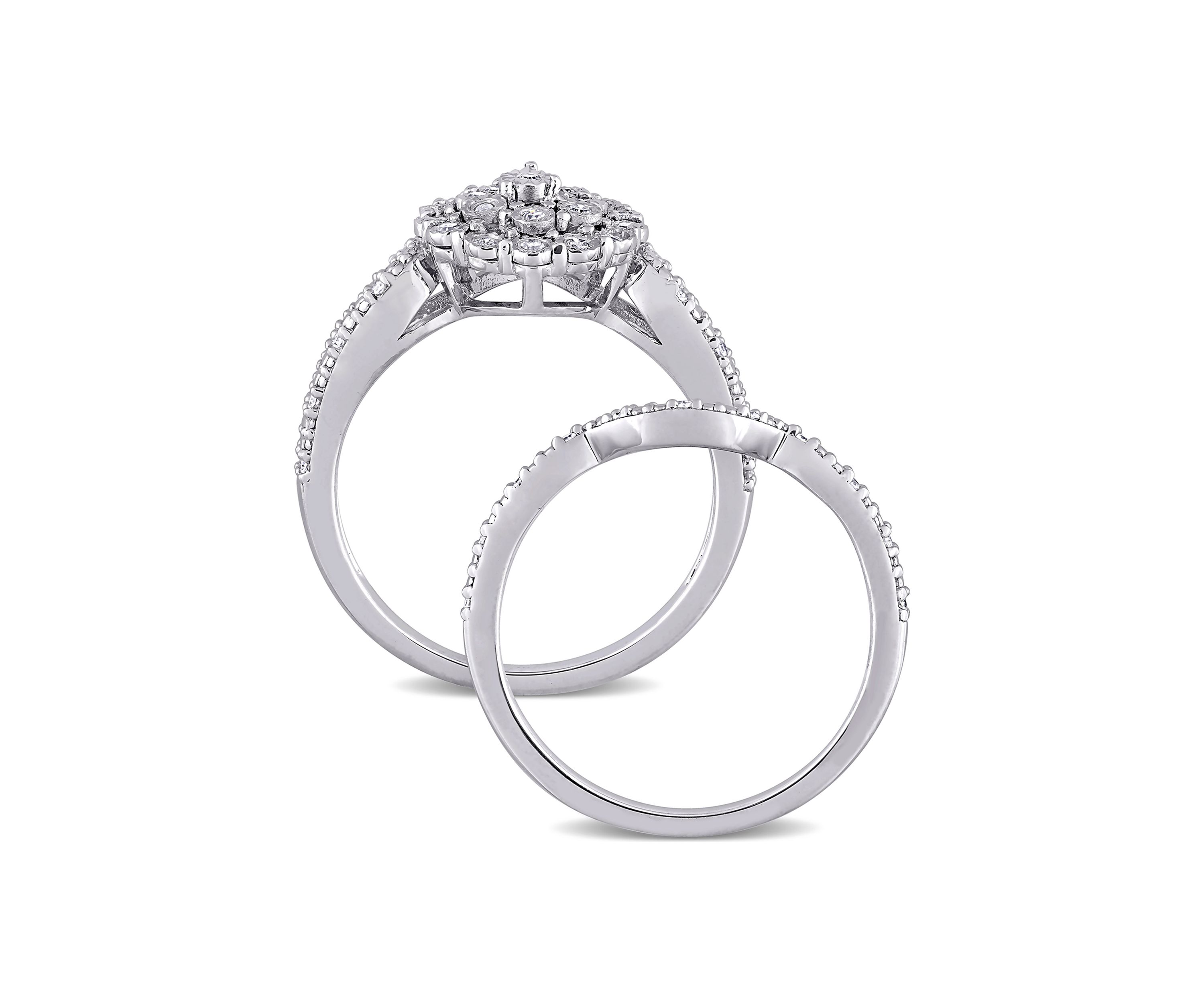 1/4 ct. t.w. Diamond Vintage Engagement Ring Set in Sterling Silver