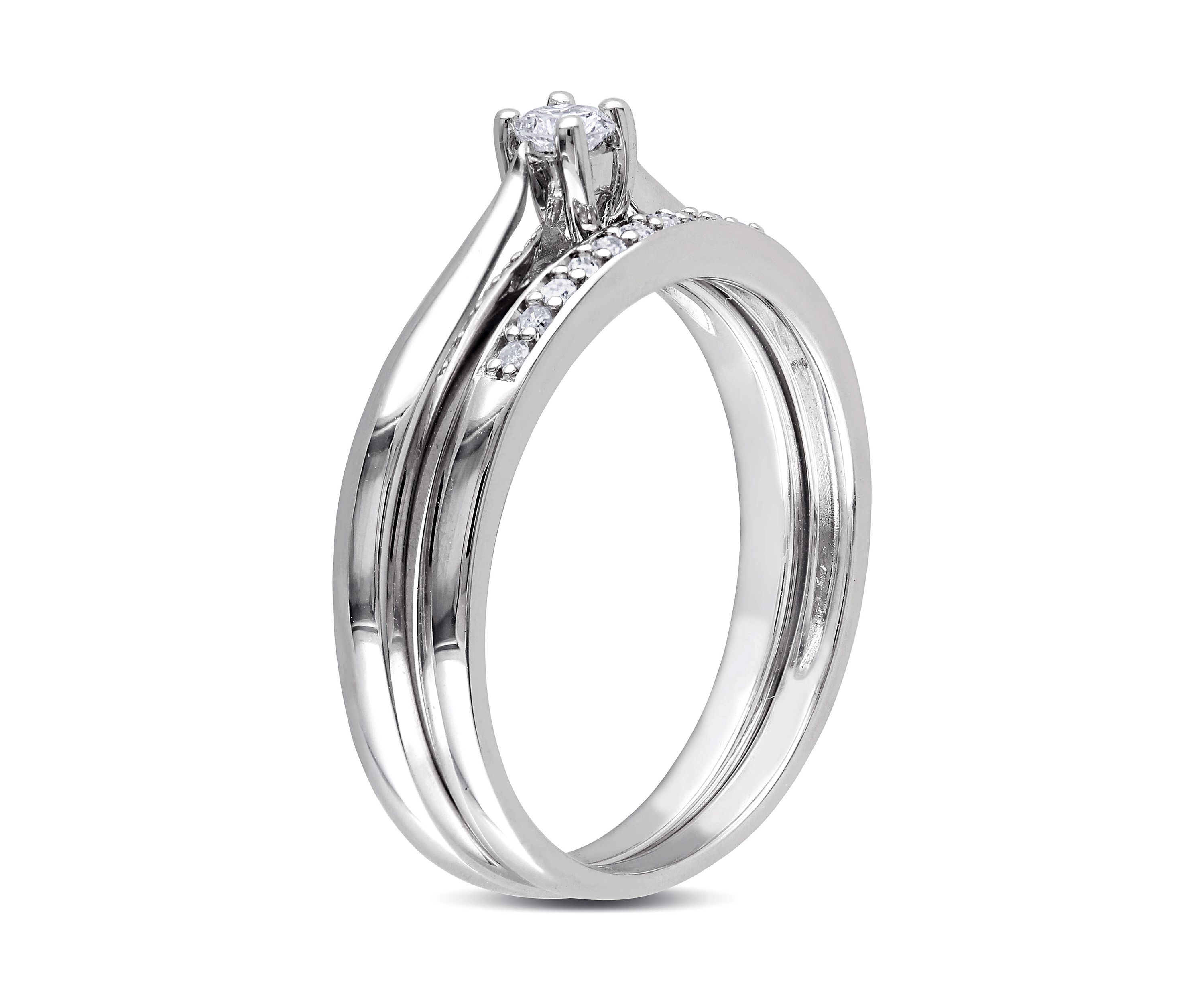 1/6 ct. t.w. Diamond Bridal Set in Sterling Silver