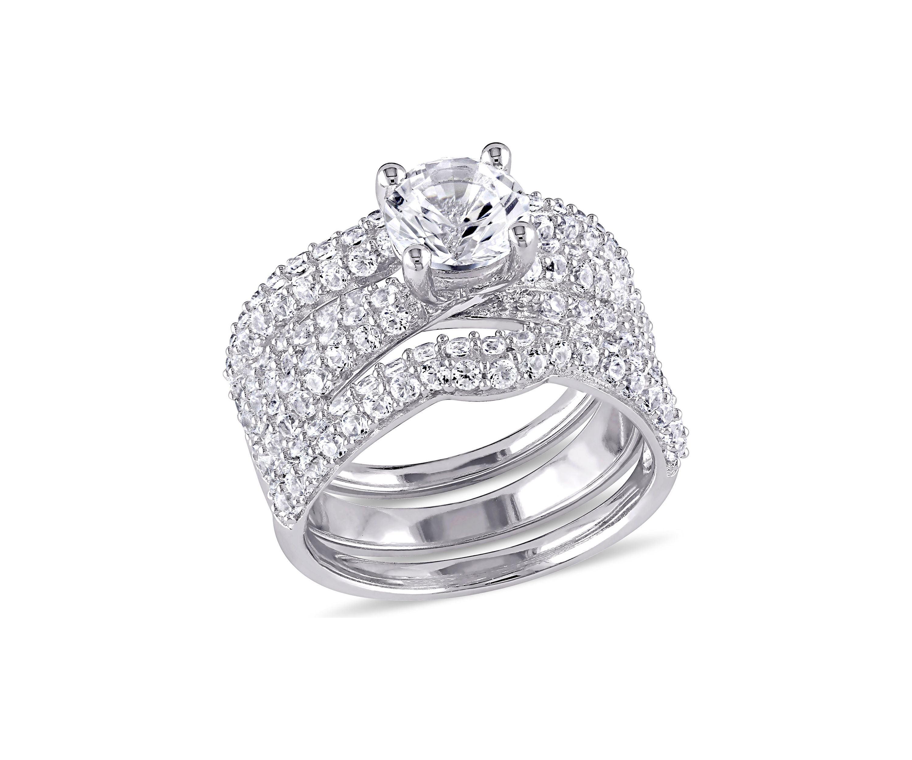1.2 ct. t.w. Created White Sapphire 3-Piece Bridal Set in Sterling Silver
