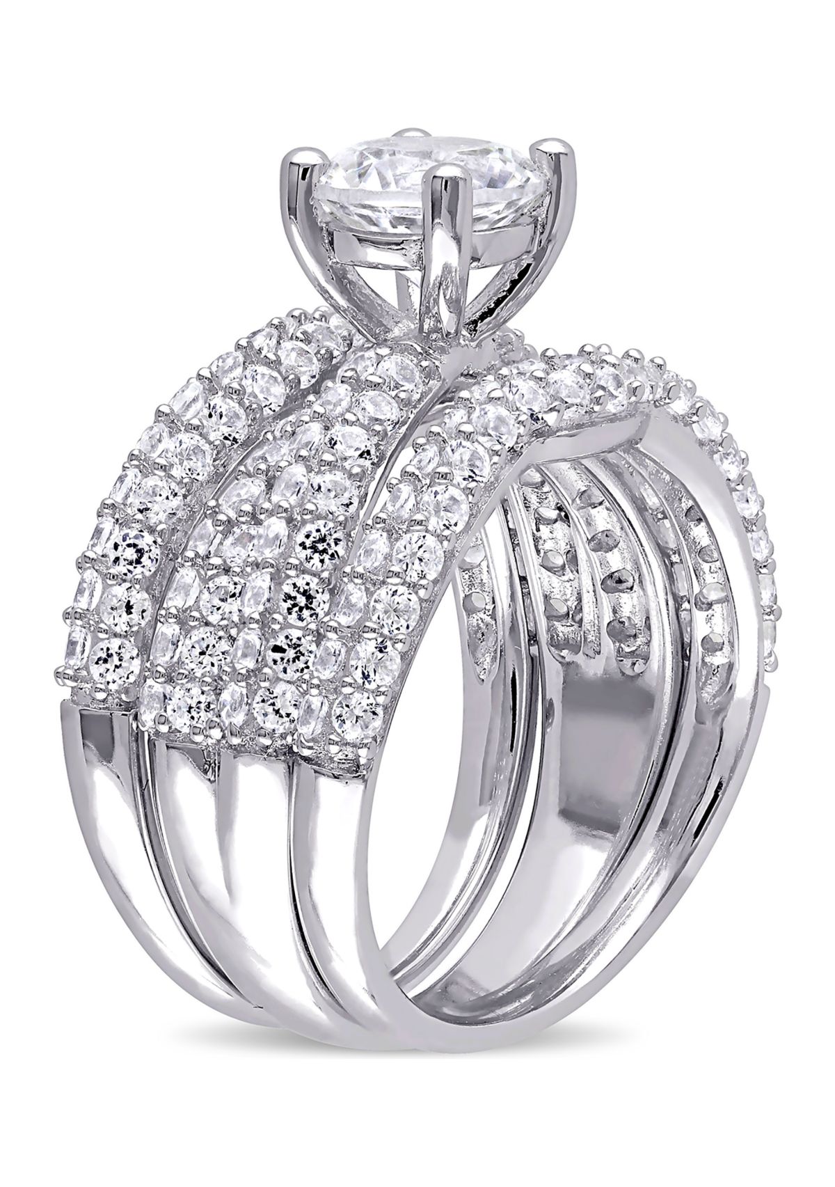 1.2 ct. t.w. Created White Sapphire 3-Piece Bridal Set in Sterling Silver