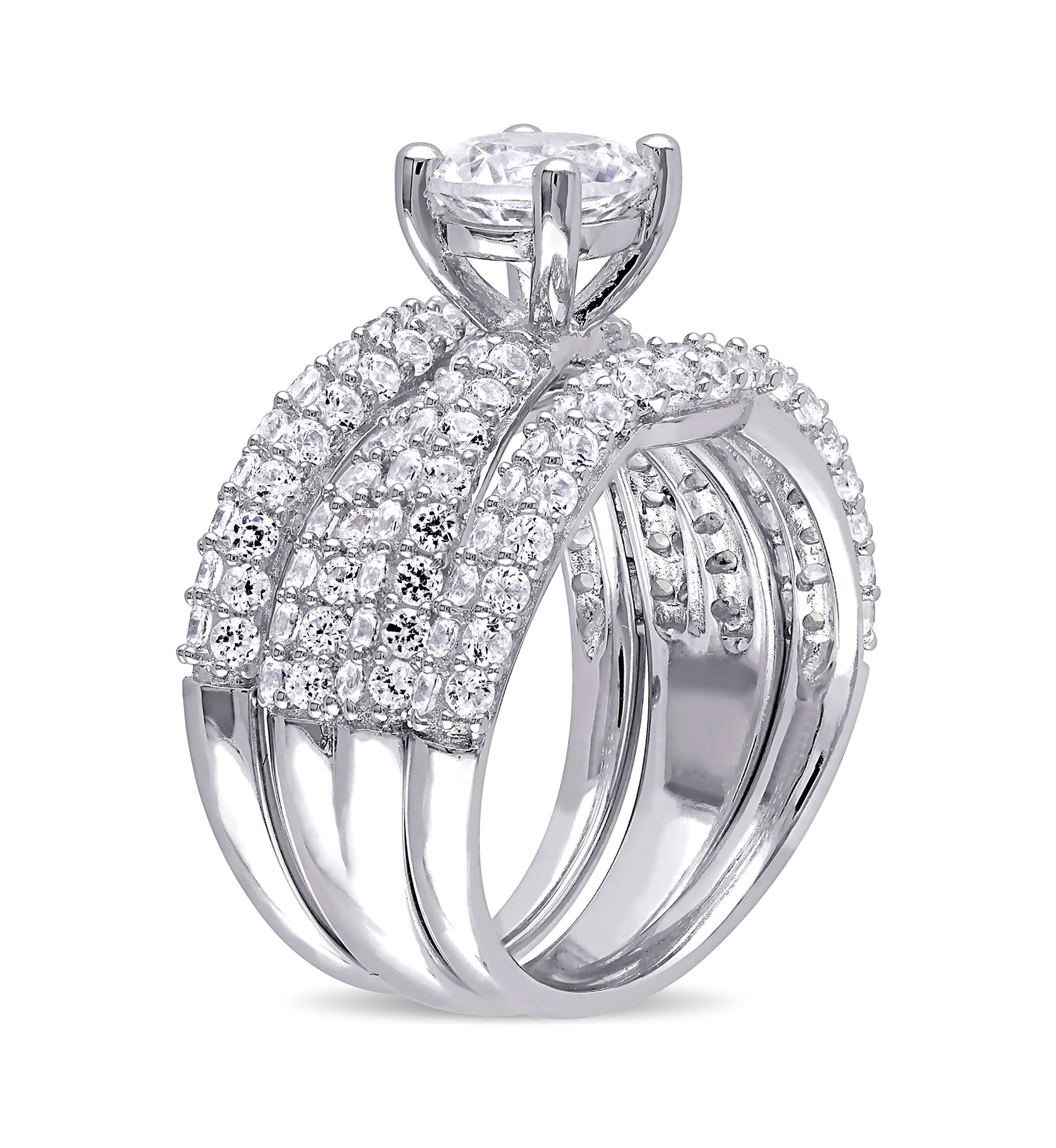 1.2 ct. t.w. Created White Sapphire 3-Piece Bridal Set in Sterling Silver