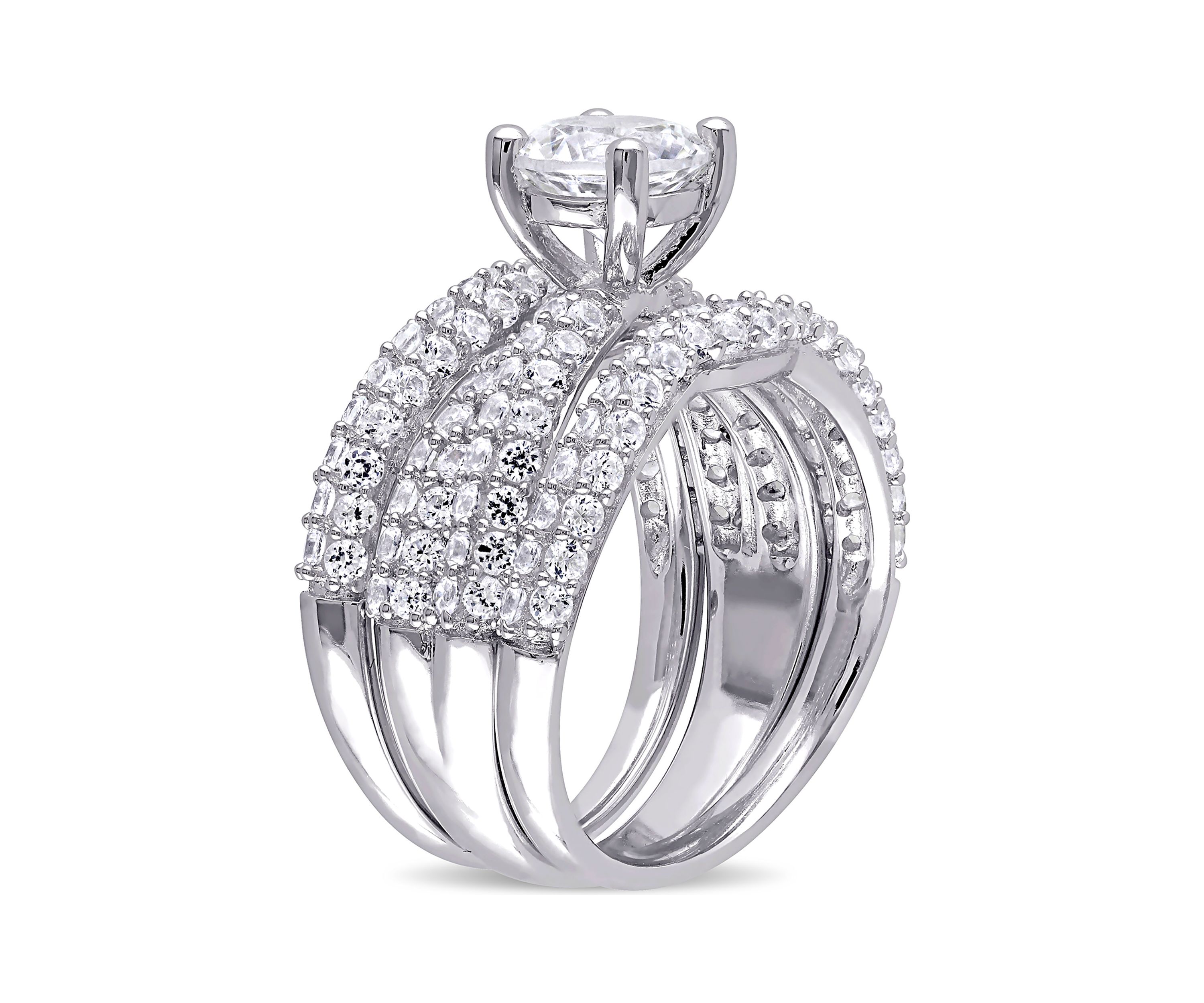 1.2 ct. t.w. Created White Sapphire 3-Piece Bridal Set in Sterling Silver