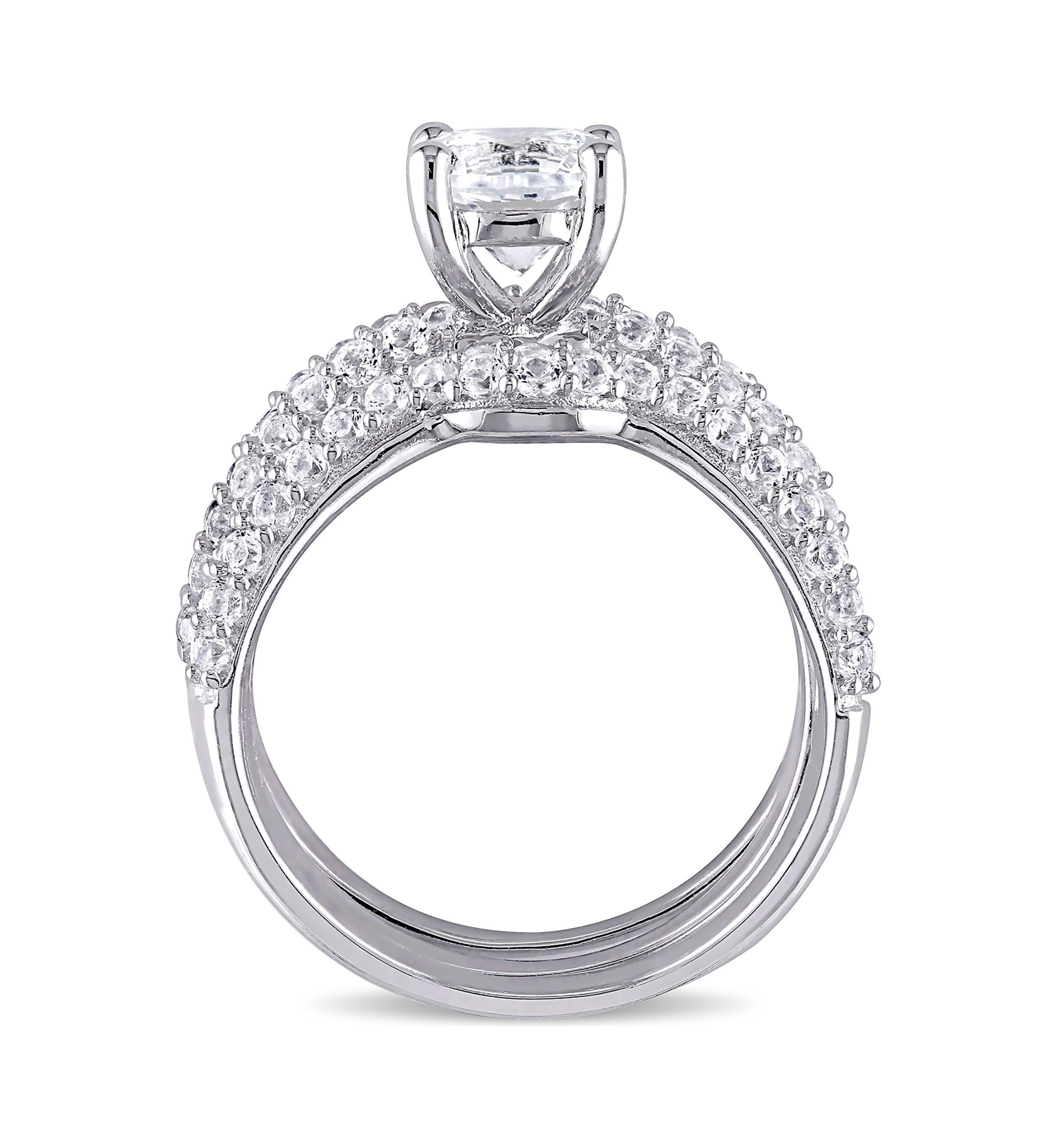 1.2 ct. t.w. Created White Sapphire 3-Piece Bridal Set in Sterling Silver