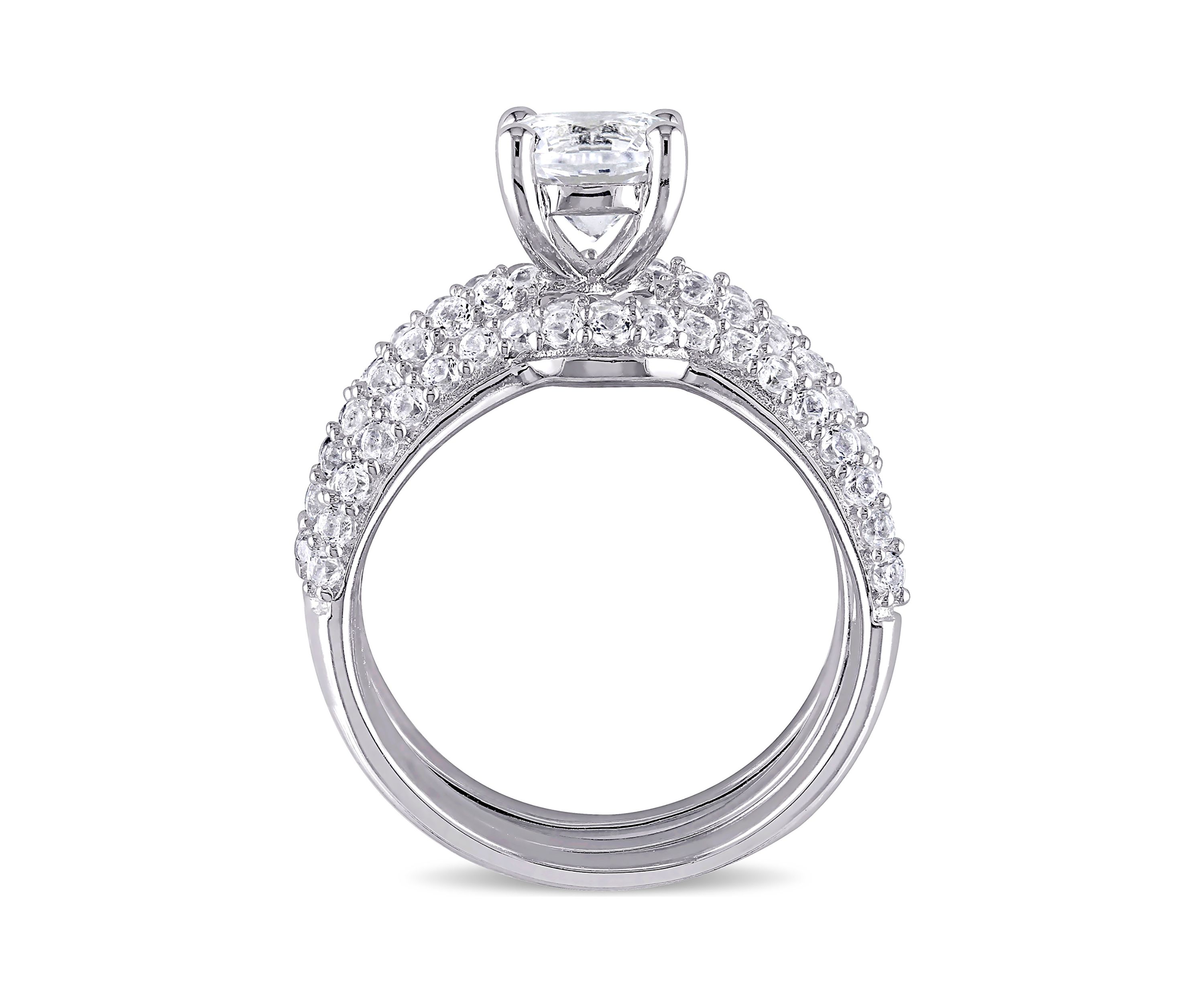 1.2 ct. t.w. Created White Sapphire 3-Piece Bridal Set in Sterling Silver