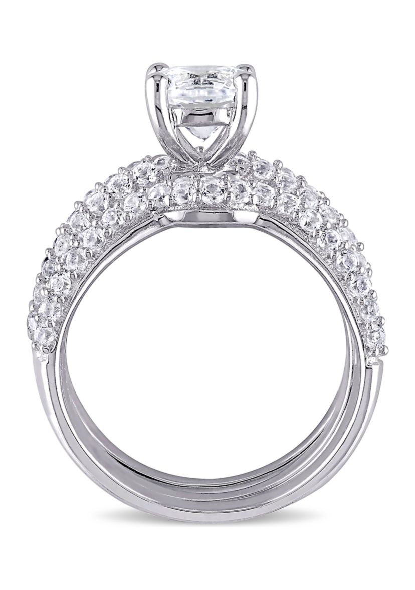 1.2 ct. t.w. Created White Sapphire 3-Piece Bridal Set in Sterling Silver