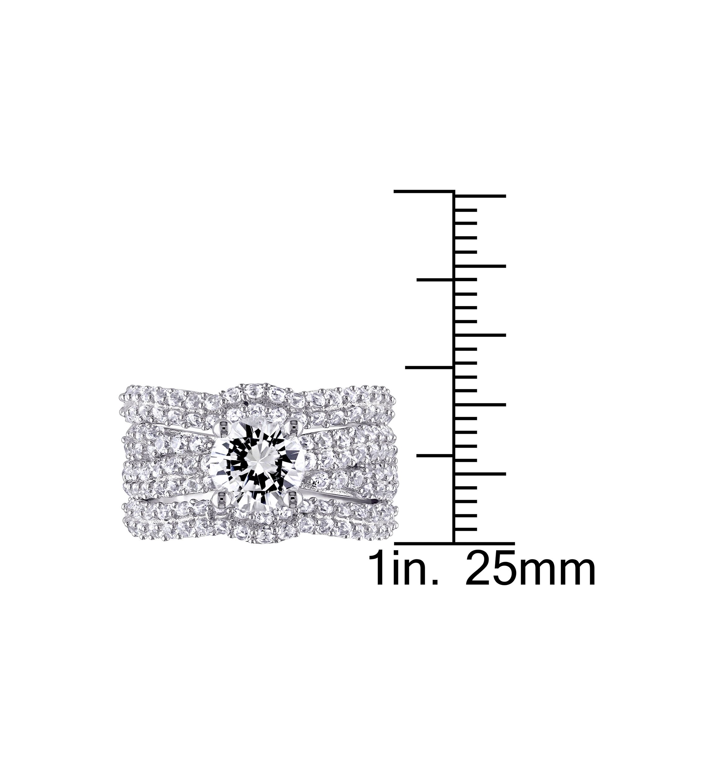 1.2 ct. t.w. Created White Sapphire 3-Piece Bridal Set in Sterling Silver
