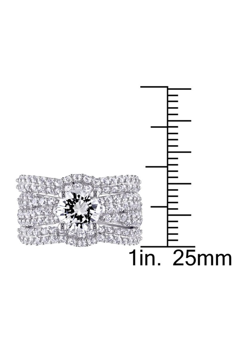 1.2 ct. t.w. Created White Sapphire 3-Piece Bridal Set in Sterling Silver