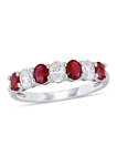 4/5 ct. t.w. Ruby and 1/2 ct. t.w. Diamond Oval Semi-Eternity Ring  in 14k White Gold