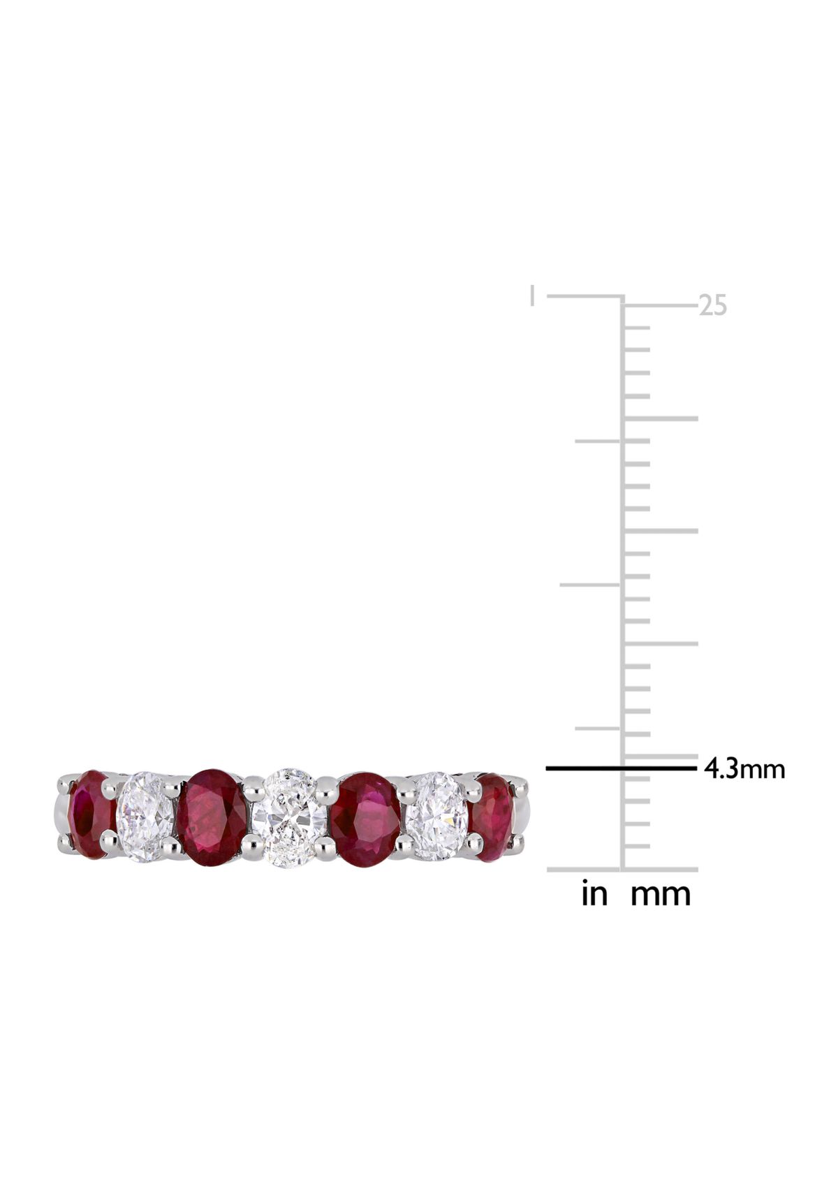 4/5 ct. t.w. Ruby and 1/2 ct. t.w. Diamond Oval Semi-Eternity Ring  in 14k White Gold