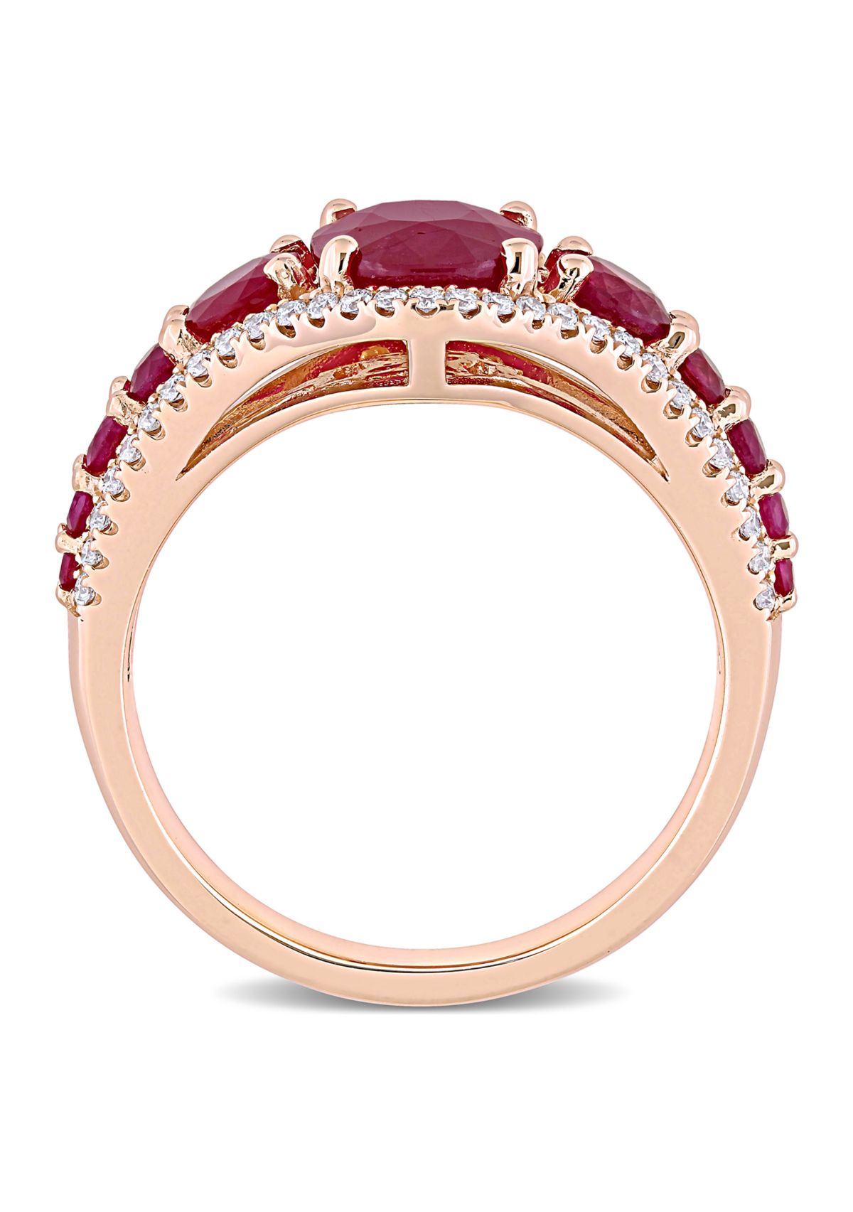Belk & Co. 3.4 ct. t.w. Ruby and 1/3 ct. t.w. Diamond Graduated Ring in ...