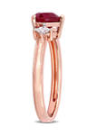 1 ct. t.w. Ruby and 1/5 ct. t.w. Diamond Princess Cut 3-Stone Ring in 14k Rose Gold