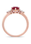 1 ct. t.w. Ruby and 1/5 ct. t.w. Diamond Princess Cut 3-Stone Ring in 14k Rose Gold