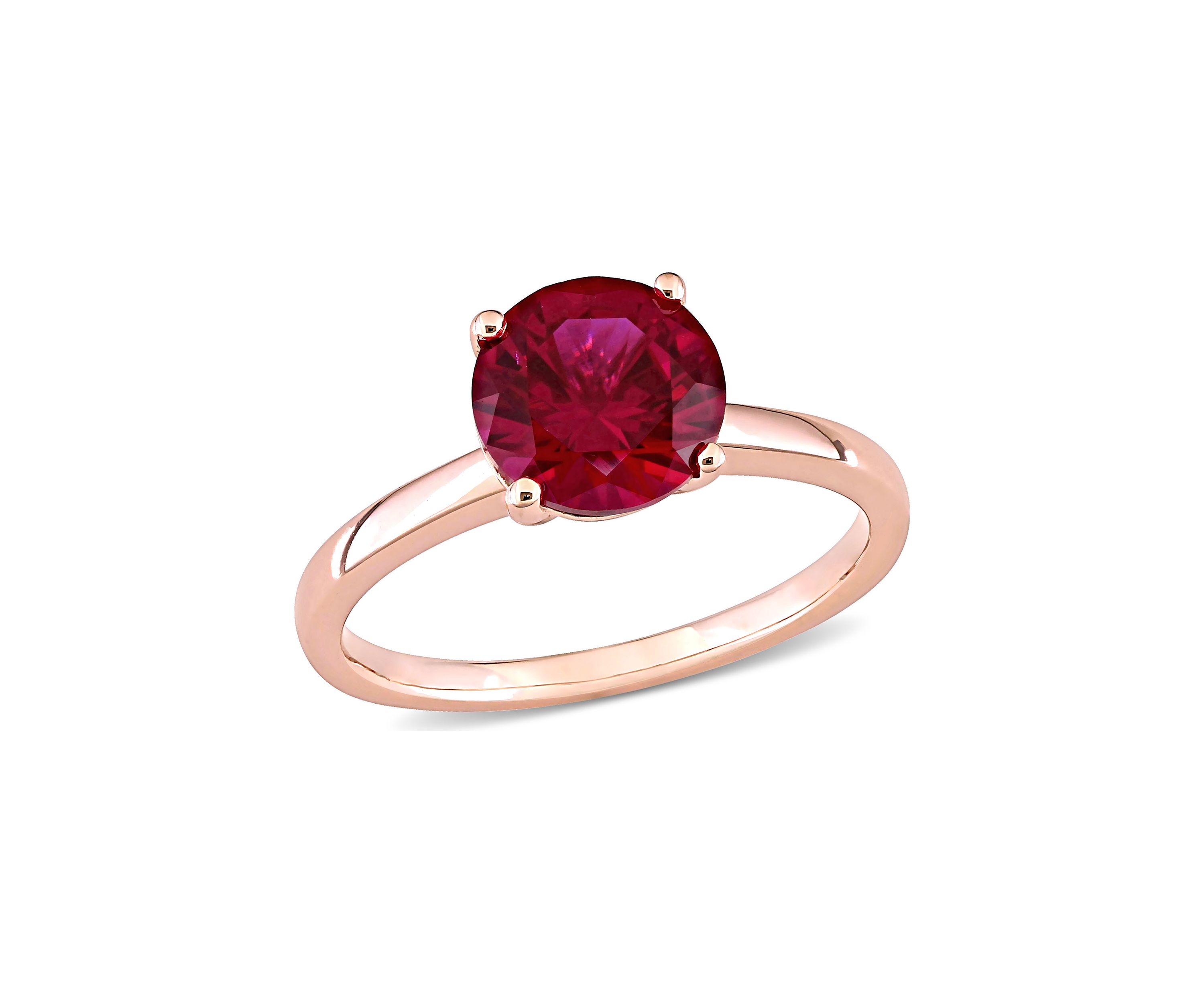 2.37 ct. t.w. Created Ruby Solitaire Ring in 10k Rose Gold
