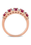 1.37 ct. t.w. Ruby and 1/6 ct. t.w. Diamond Semi Eternity Ring in 14k Rose Gold