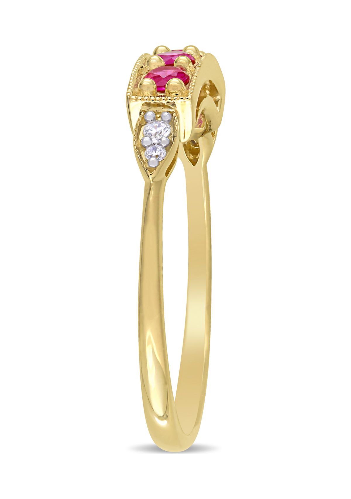Belk & Co. 3/8 ct. t.w. Created Ruby and Diamond Accent Ring in 10k ...
