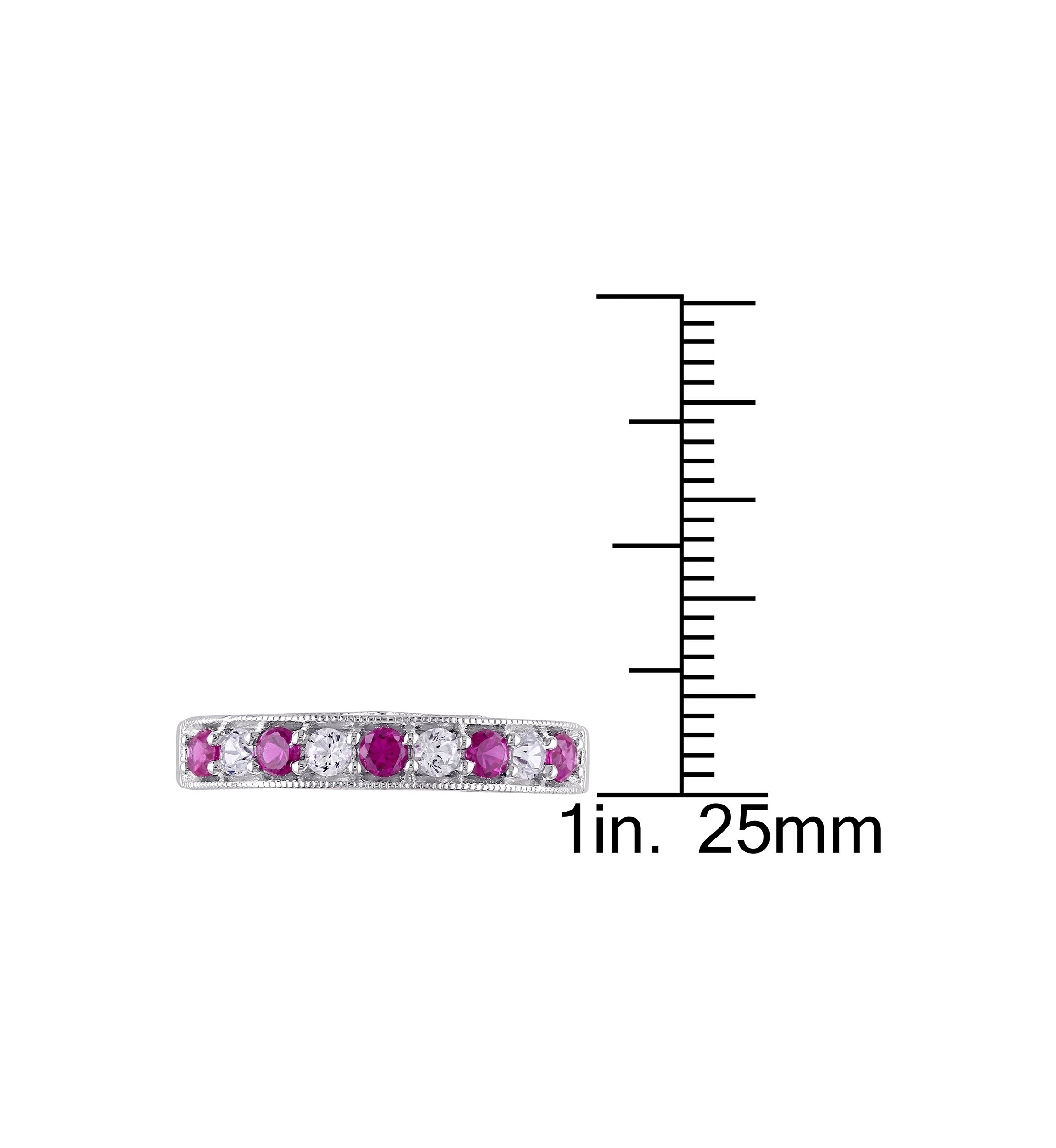 Created Ruby and Created White Sapphire Anniversary Band in Sterling Silver
