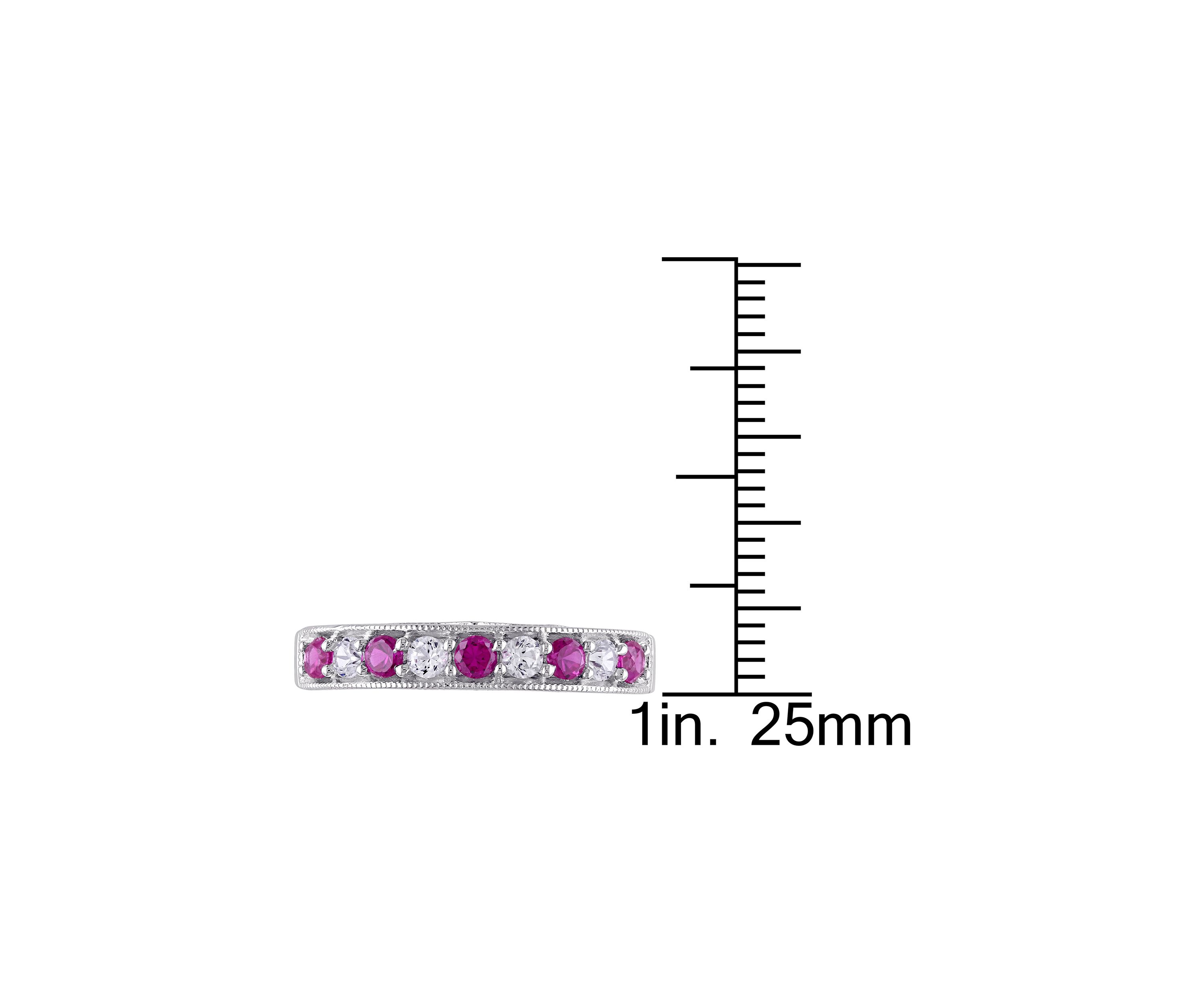 Created Ruby and Created White Sapphire Anniversary Band in Sterling Silver