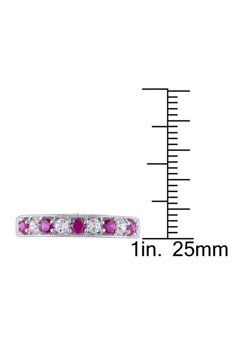 Created Ruby and Created White Sapphire Anniversary Band in Sterling Silver