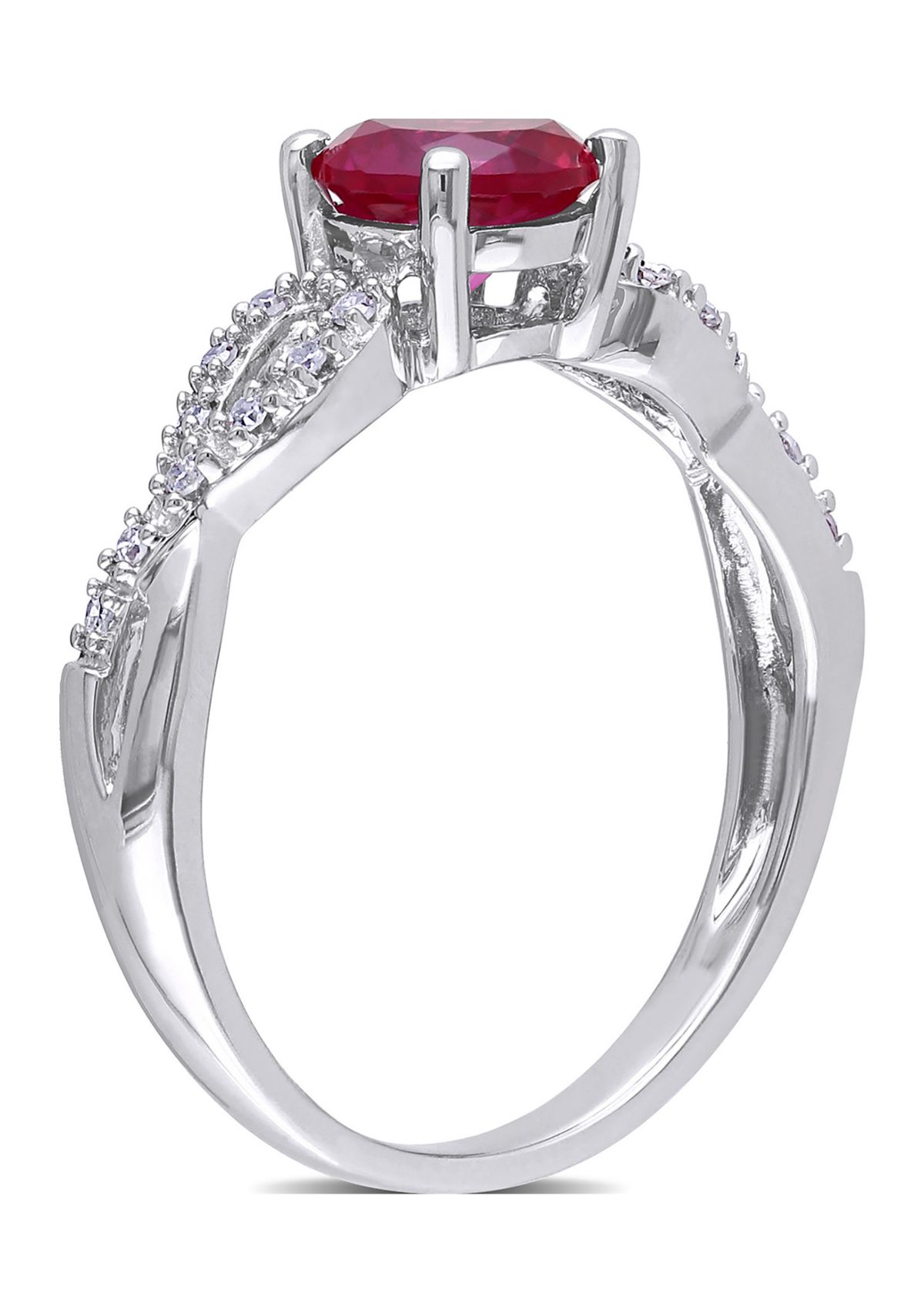 1 ct. t.w. Created Ruby and 1/10 ct. t.w. Diamond Infinity Ring in 10k White Gold