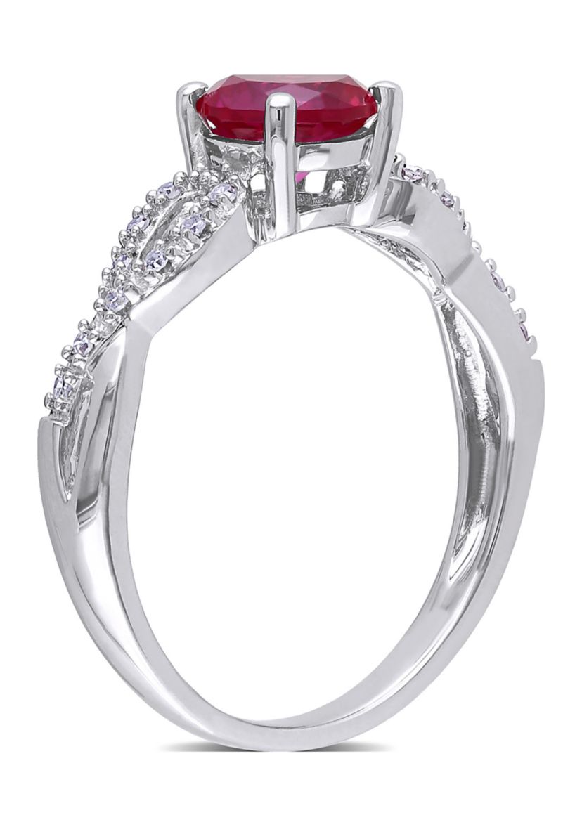 1 ct. t.w. Created Ruby and 1/10 ct. t.w. Diamond Infinity Ring in 10k White Gold