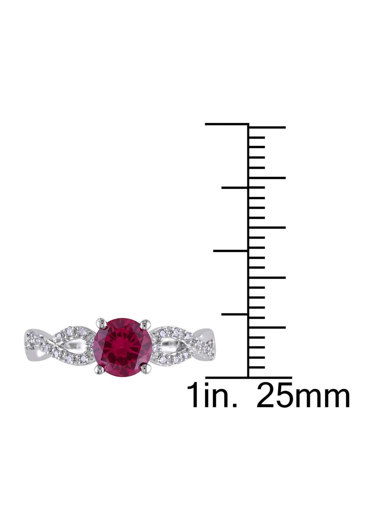 1 ct. t.w. Created Ruby and 1/10 ct. t.w. Diamond Infinity Ring in 10k White Gold