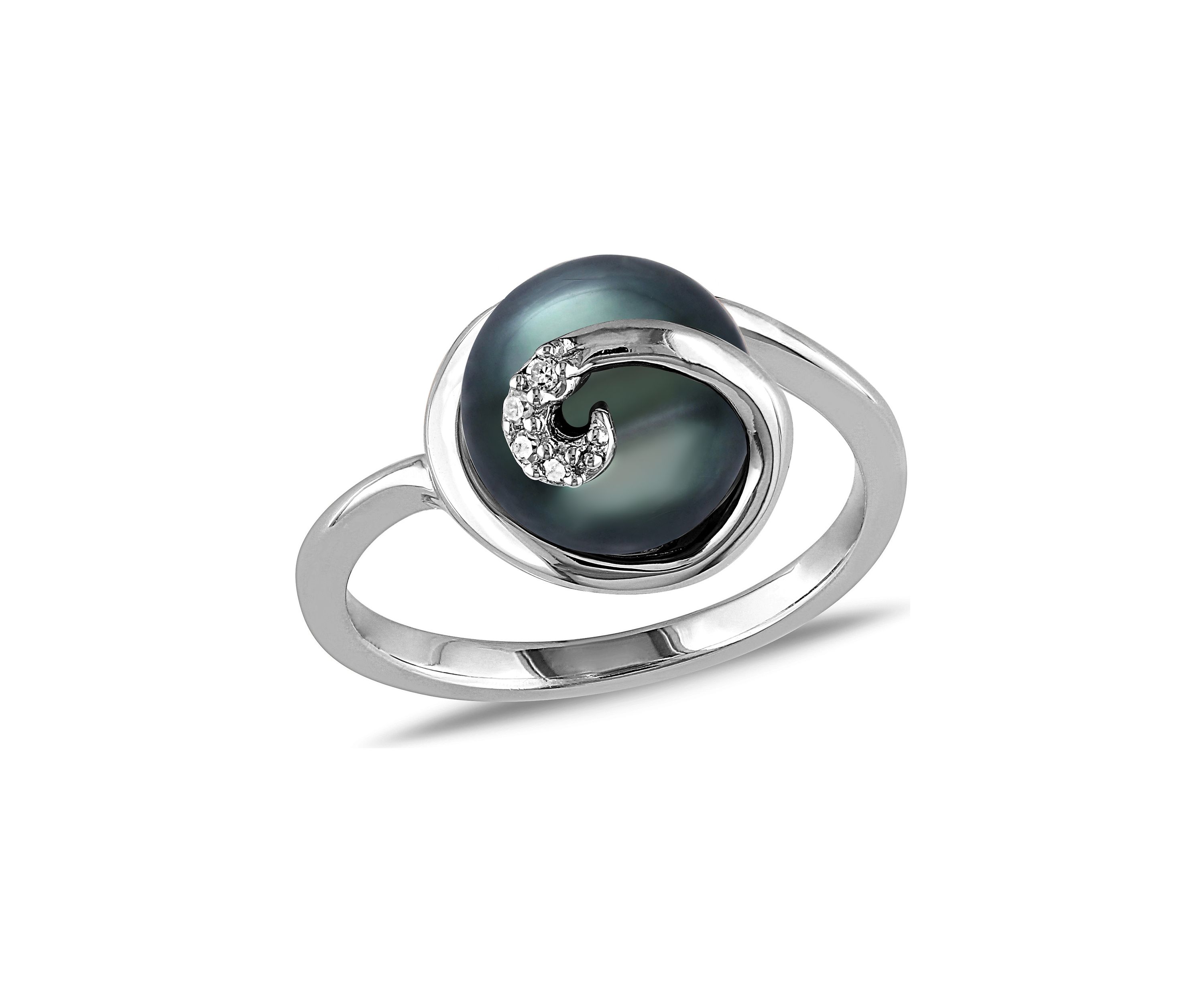 9-9.5 MM Tahitian Cultured Pearl Swirl Ring in Sterling Silver
