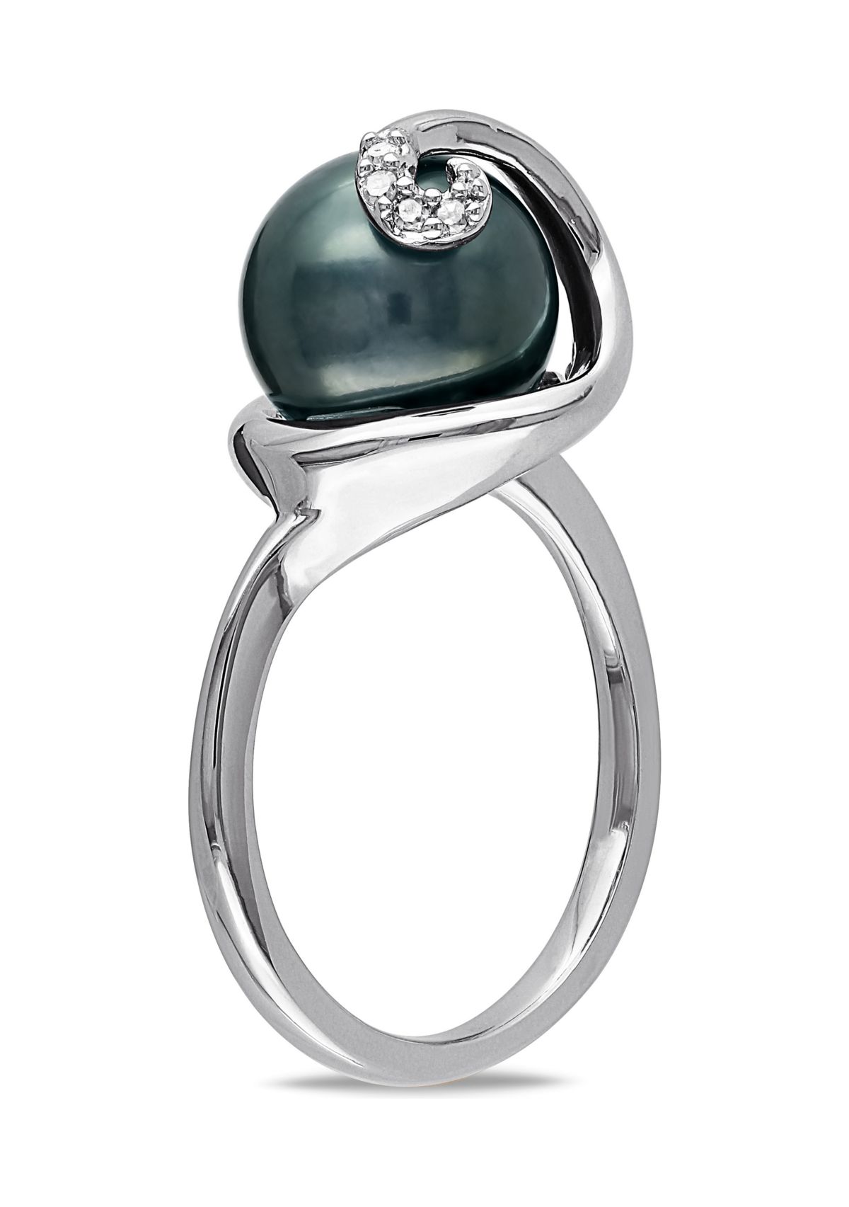 9-9.5 MM Tahitian Cultured Pearl Swirl Ring in Sterling Silver