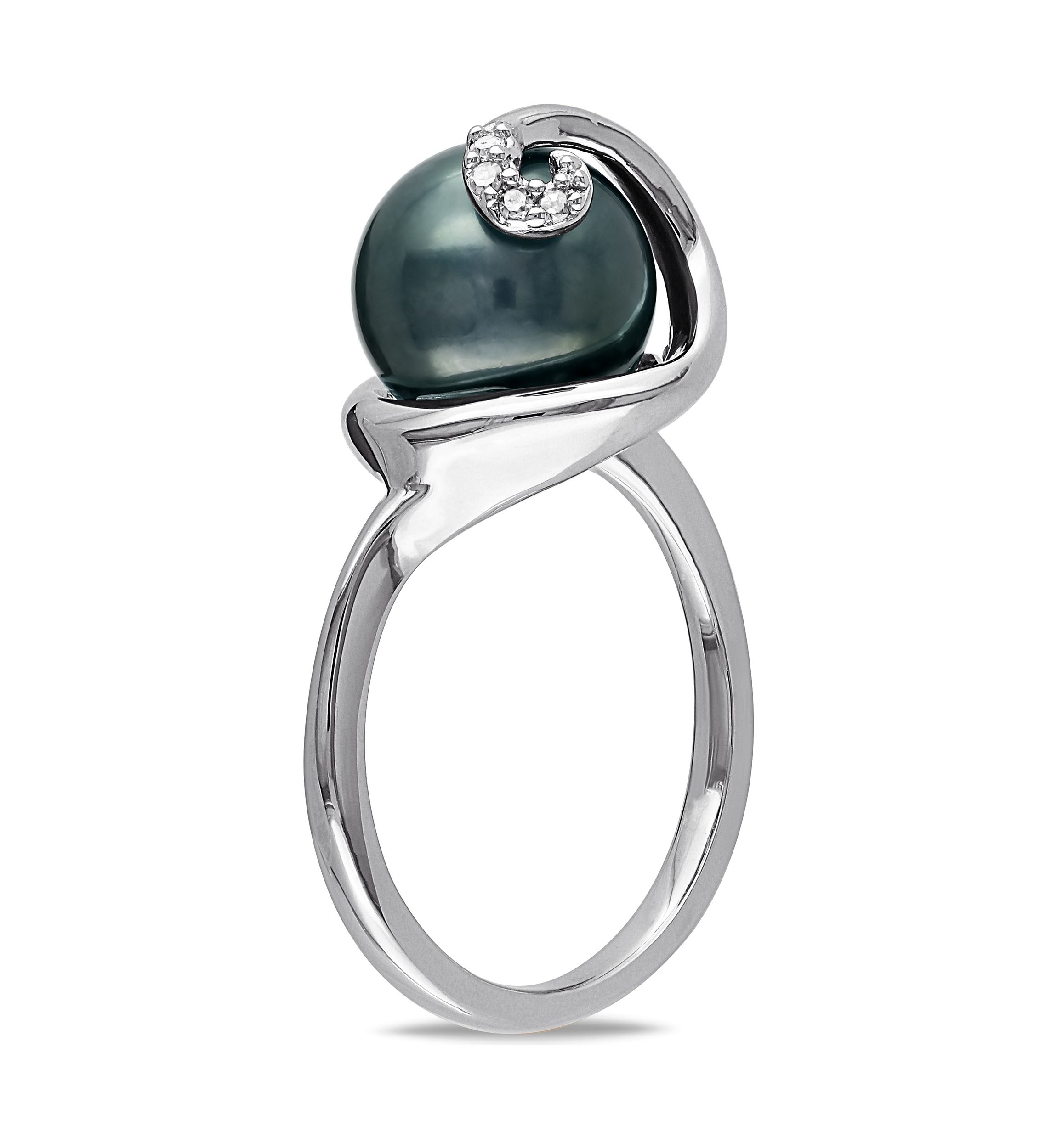 9-9.5 MM Tahitian Cultured Pearl Swirl Ring in Sterling Silver