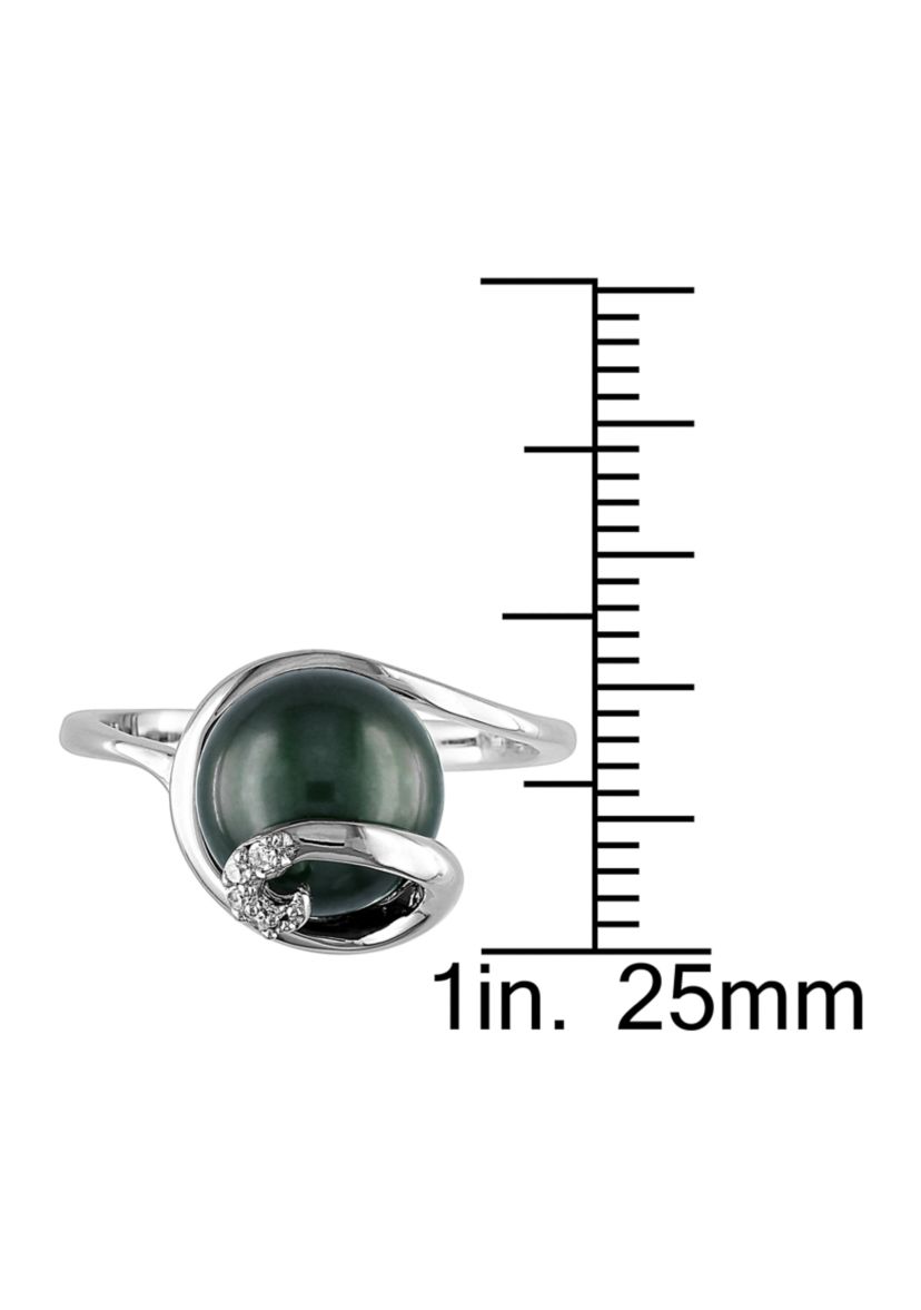 9-9.5 MM Tahitian Cultured Pearl Swirl Ring in Sterling Silver