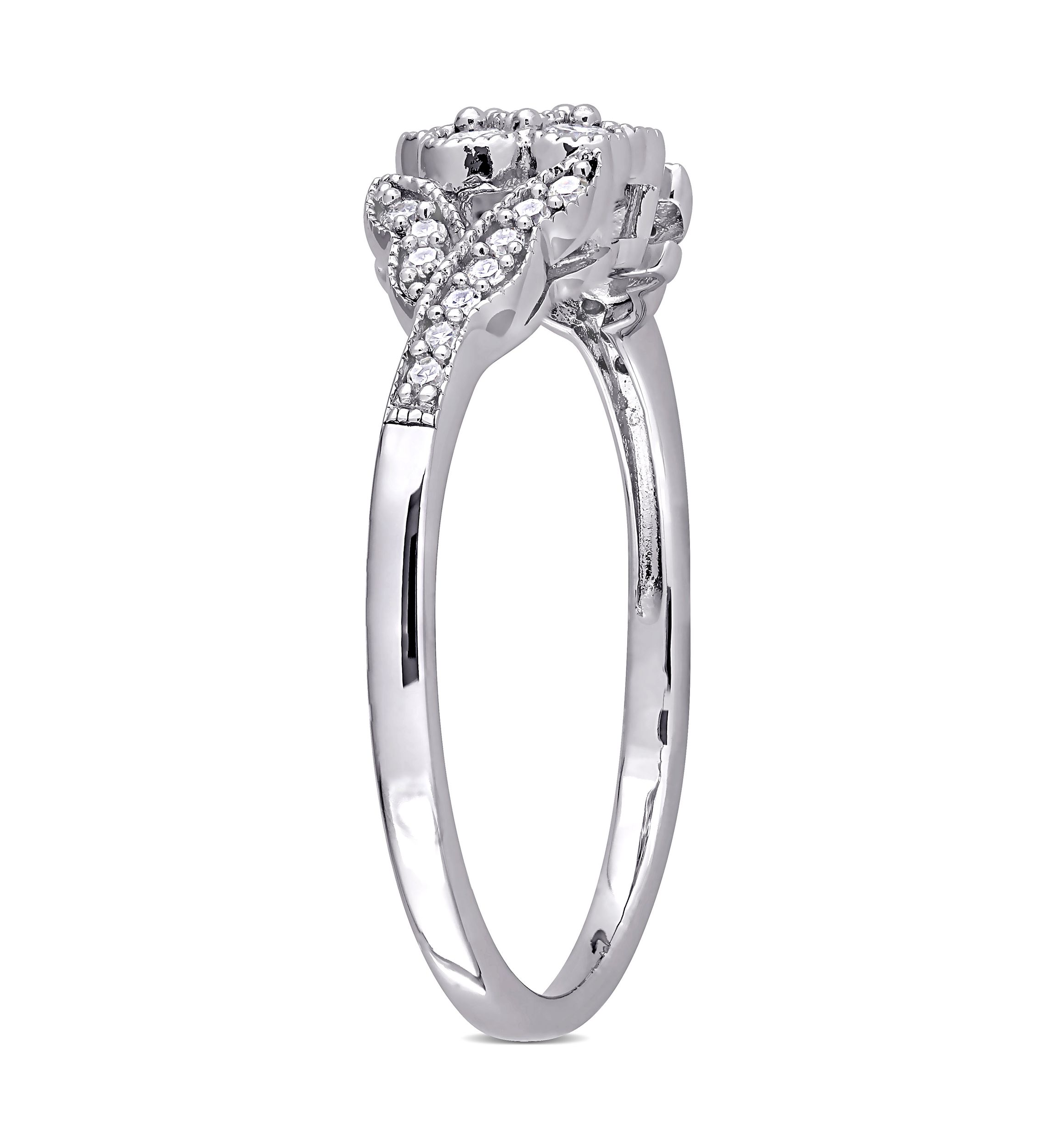 1/4 ct. t.w. Diamond Floral Ring In Sterling Silver