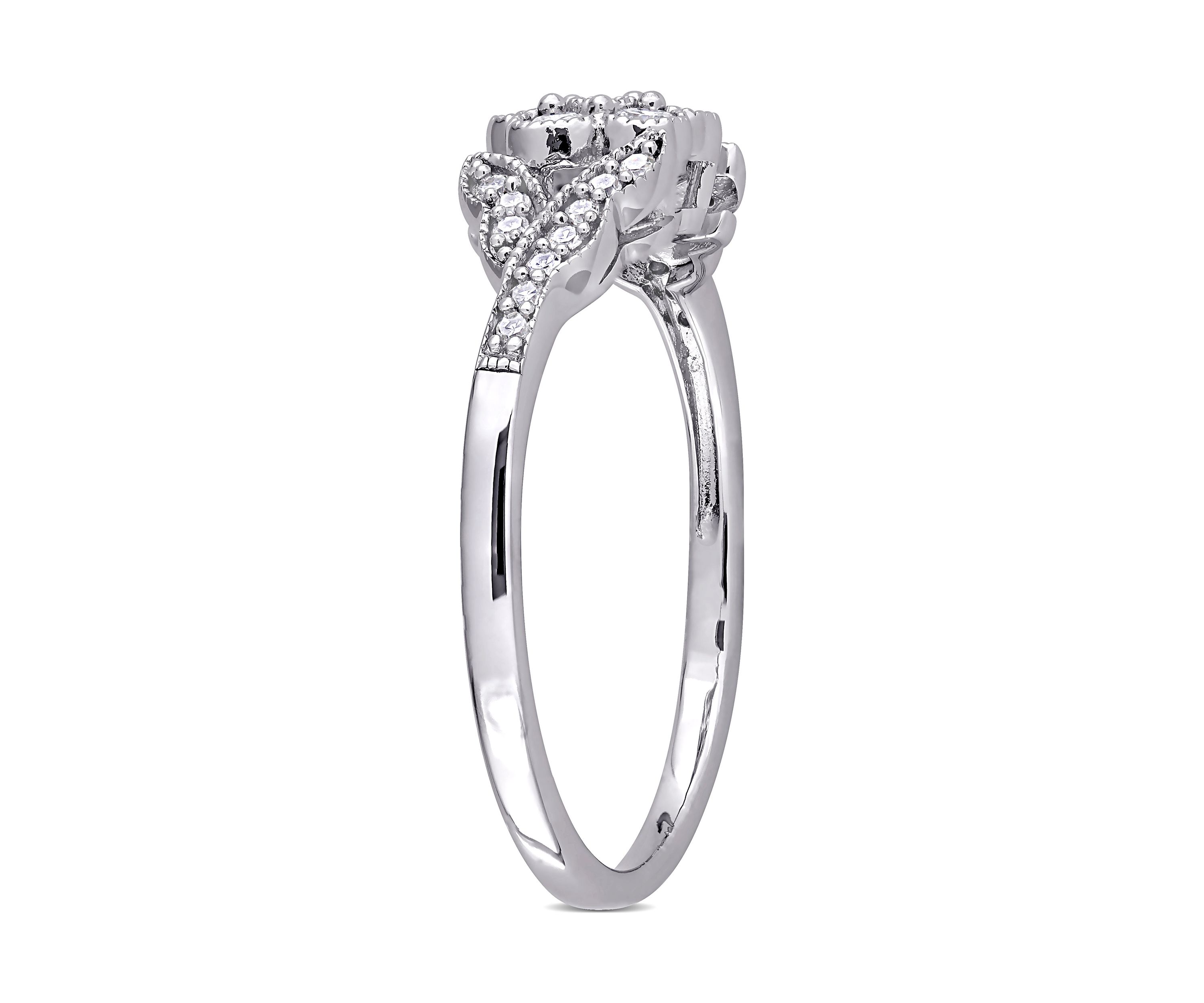 1/4 ct. t.w. Diamond Floral Ring In Sterling Silver