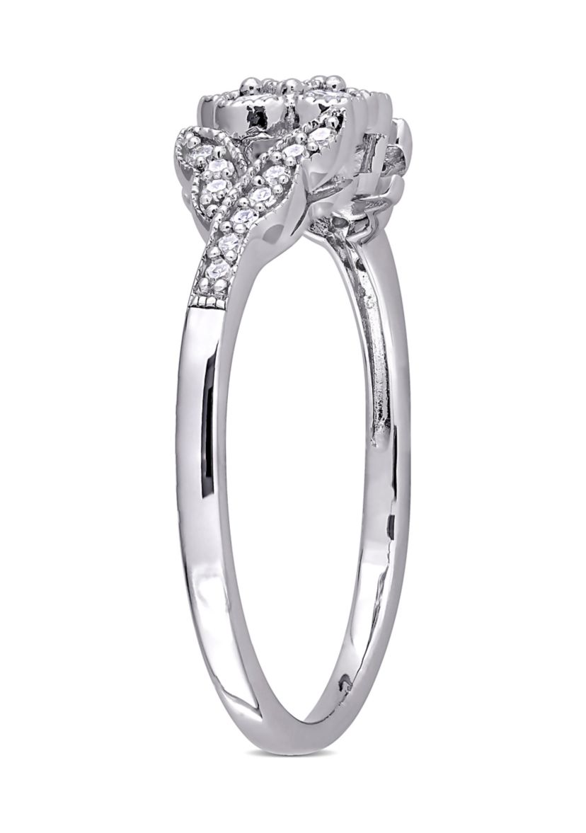 1/4 ct. t.w. Diamond Floral Ring In Sterling Silver