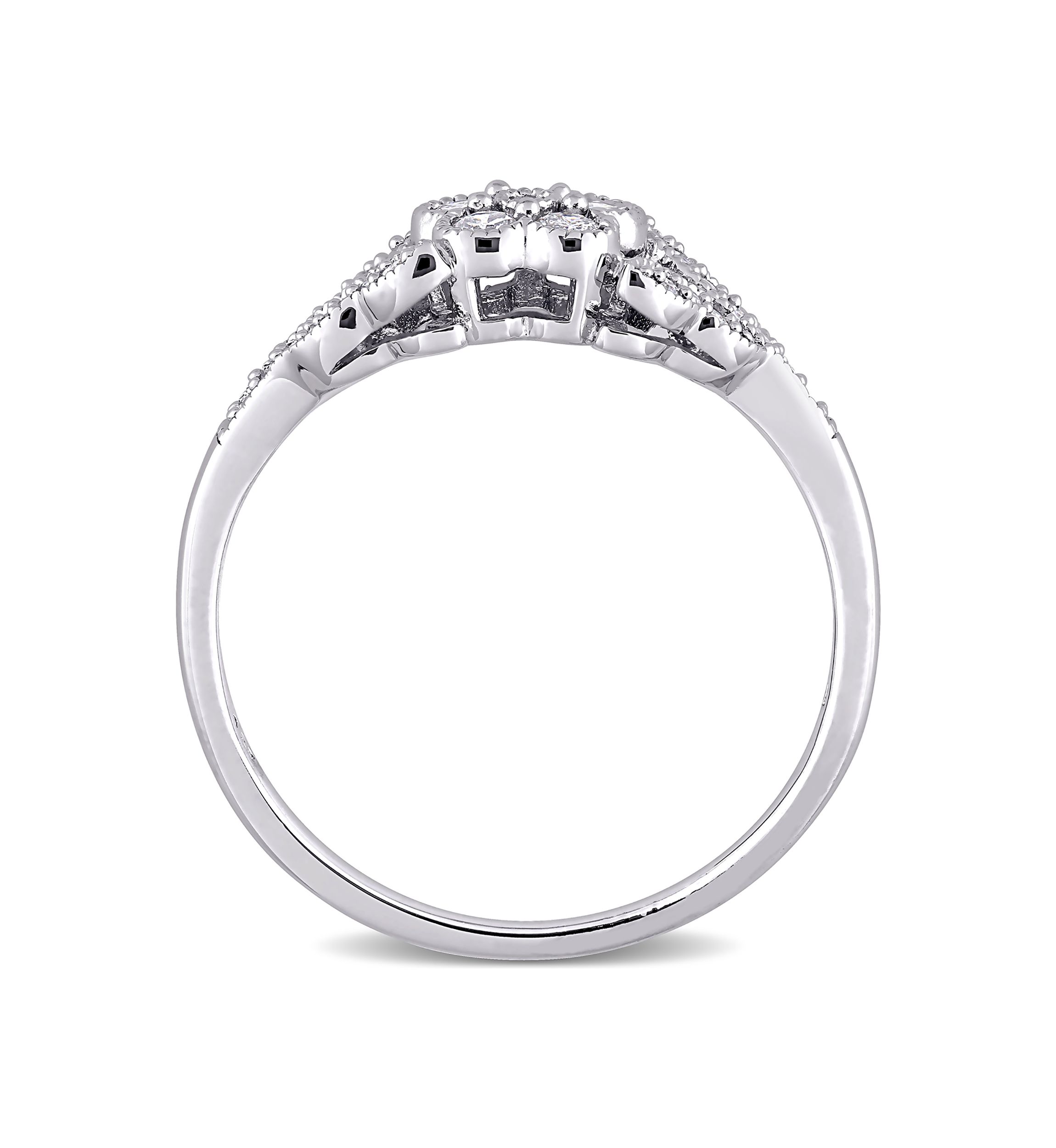 1/4 ct. t.w. Diamond Floral Ring In Sterling Silver