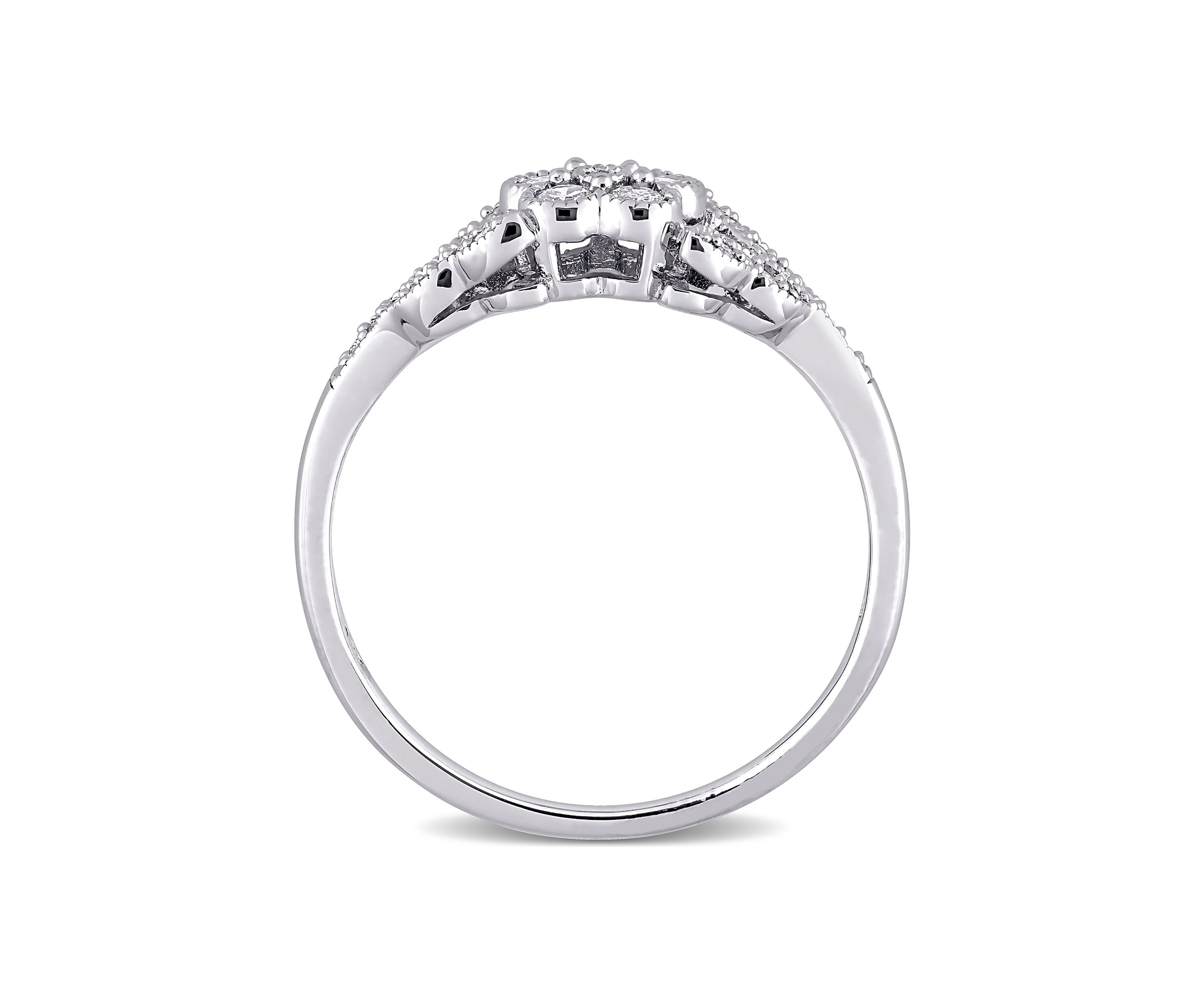 1/4 ct. t.w. Diamond Floral Ring In Sterling Silver