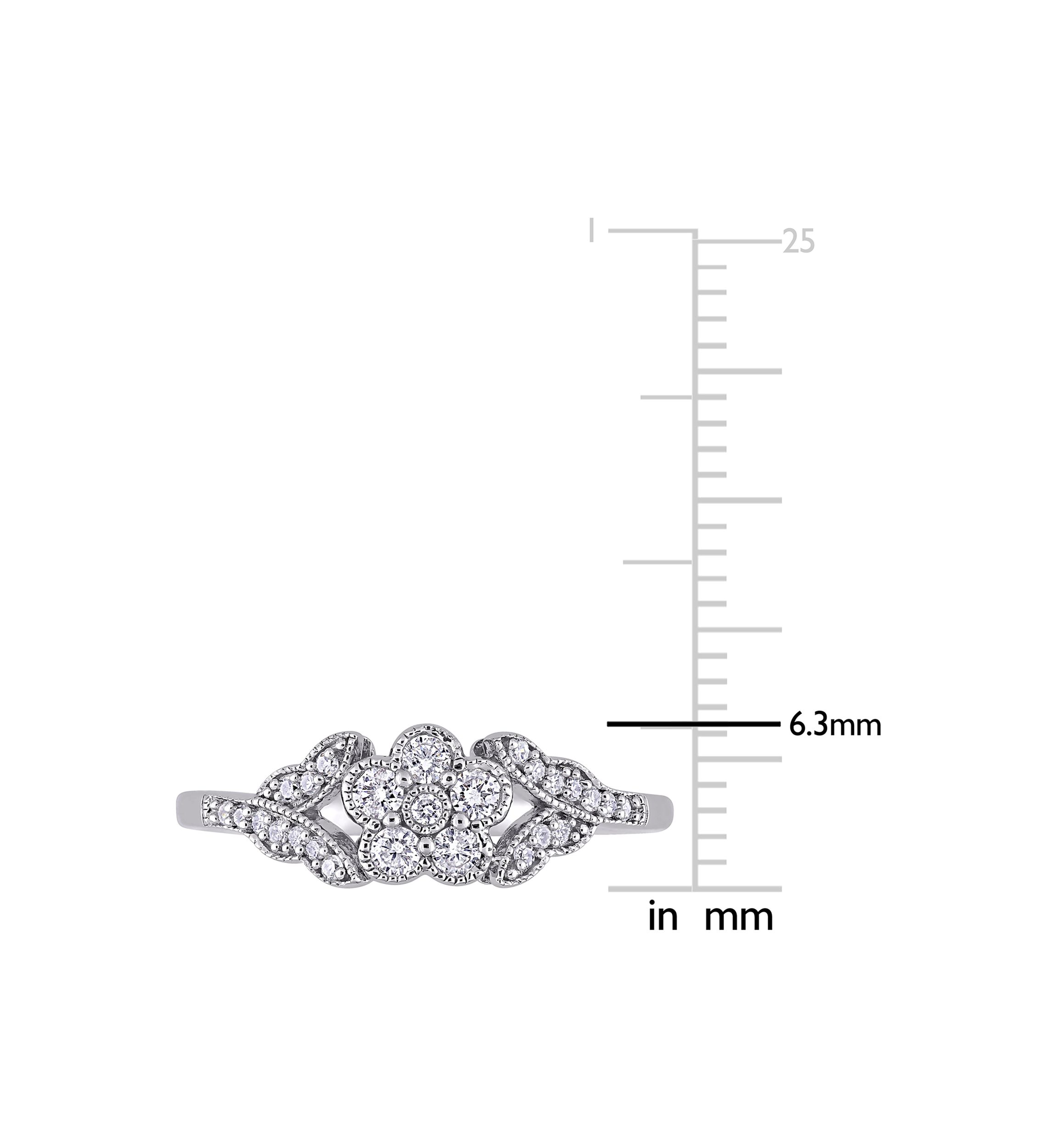1/4 ct. t.w. Diamond Floral Ring In Sterling Silver