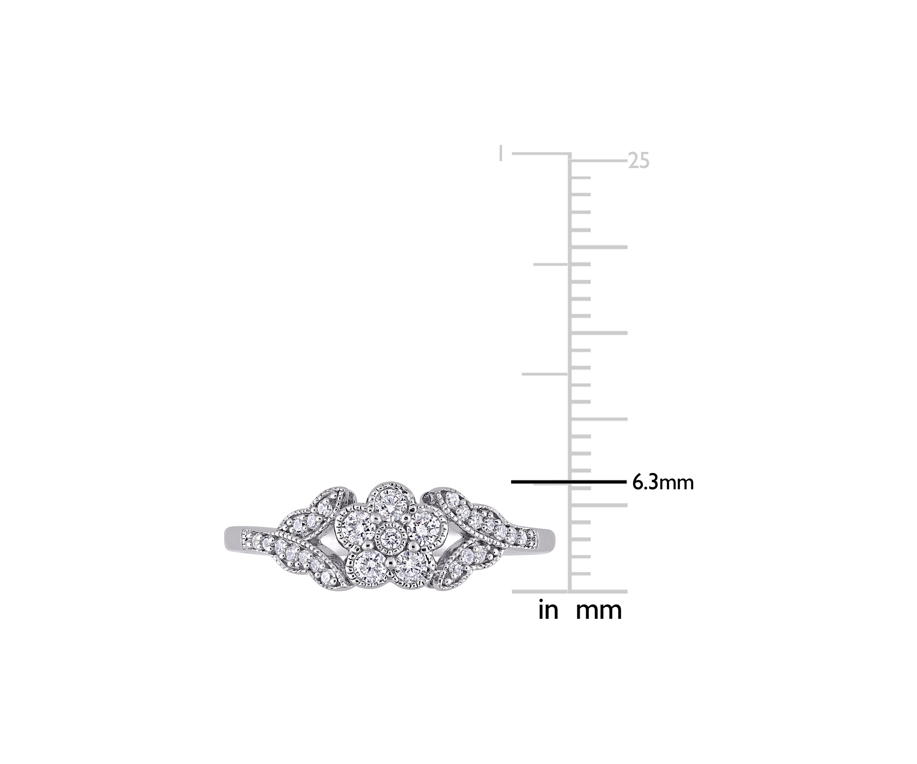 1/4 ct. t.w. Diamond Floral Ring In Sterling Silver