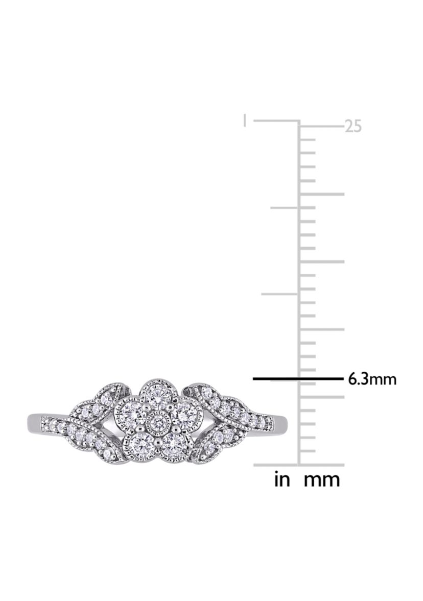 1/4 ct. t.w. Diamond Floral Ring In Sterling Silver