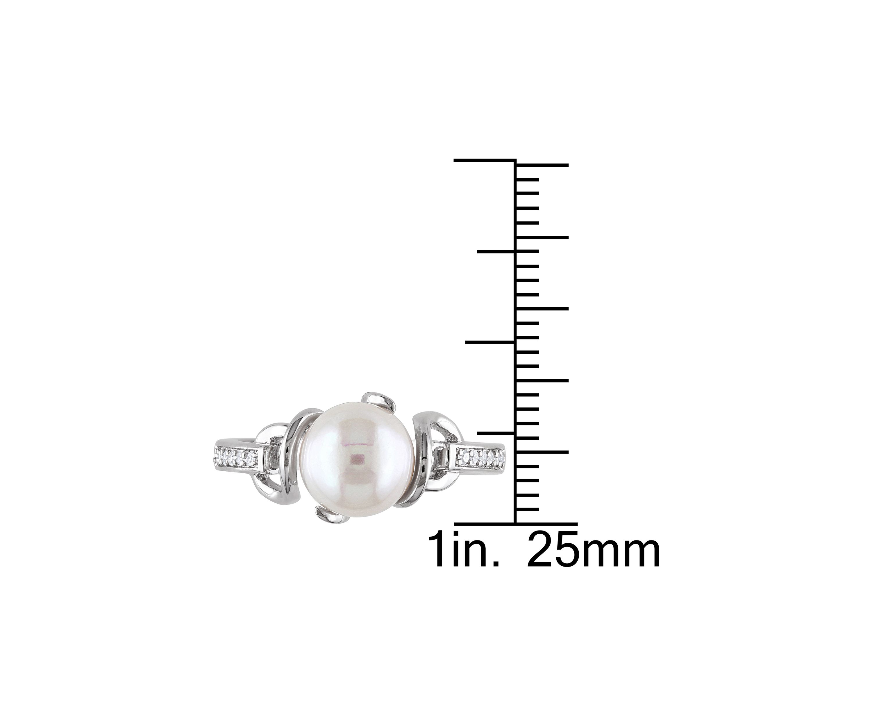 8-8.5 MM Cultured Freshwater Pearl and Diamond Twist Ring in Sterling Silver