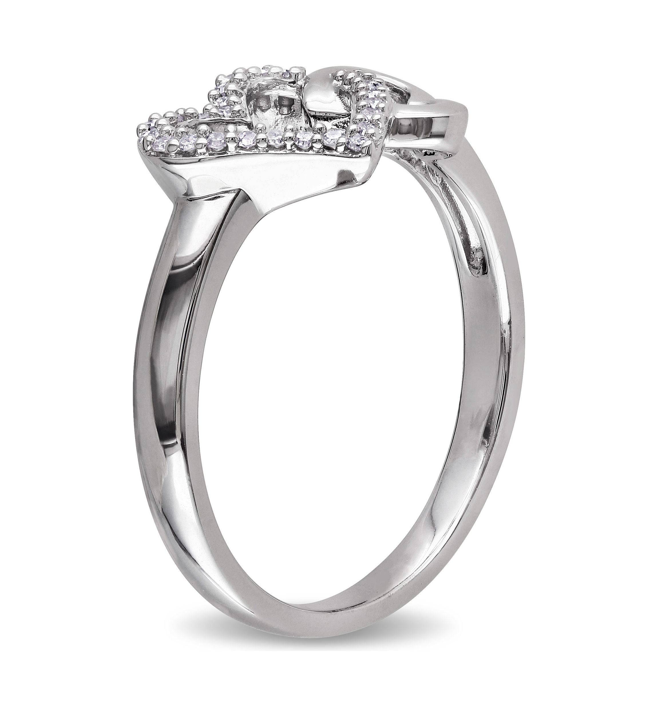 1/10 ct. t.w.Diamond Double Heart Interlocked Ring In Sterling Silver