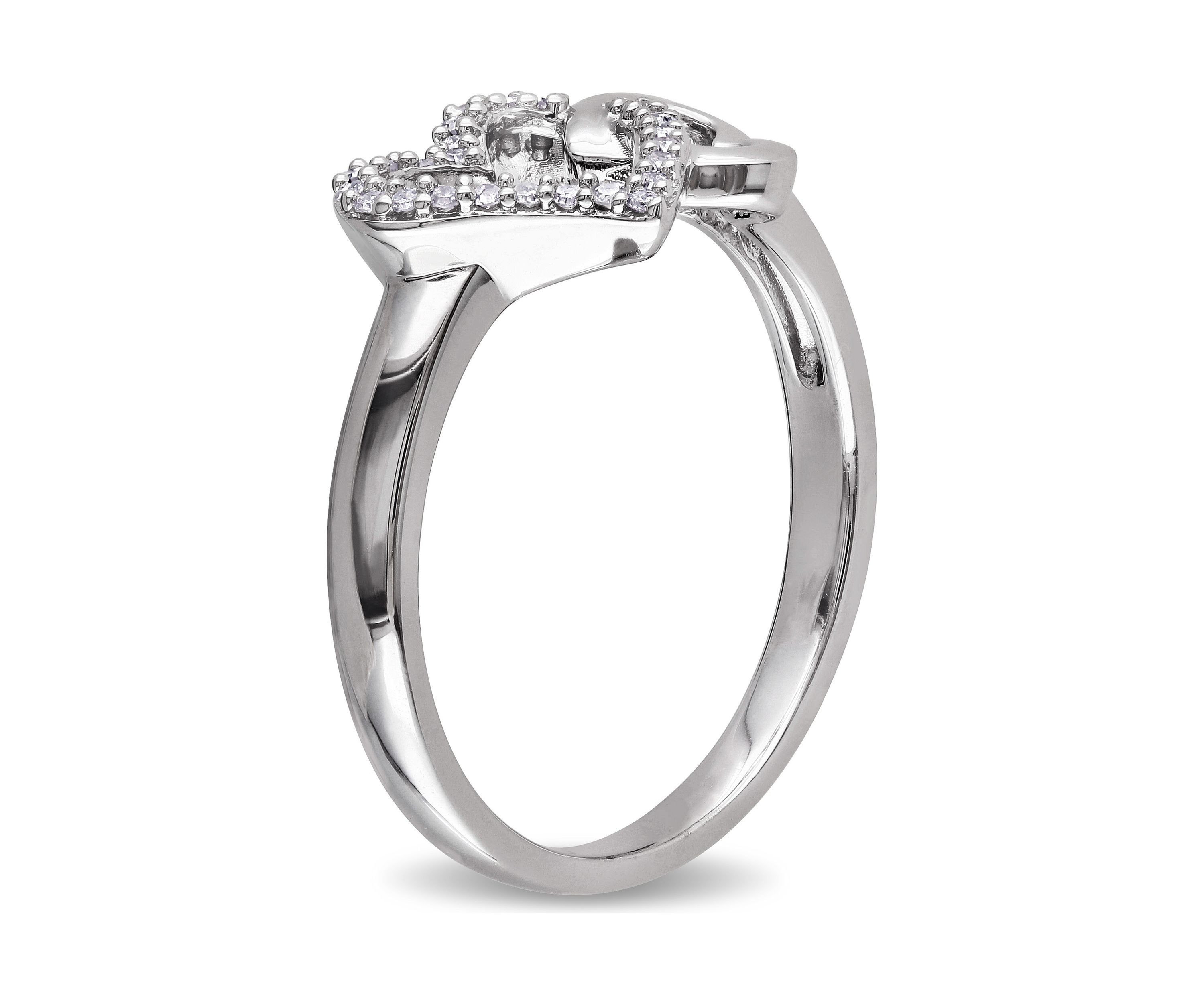 1/10 ct. t.w.Diamond Double Heart Interlocked Ring In Sterling Silver