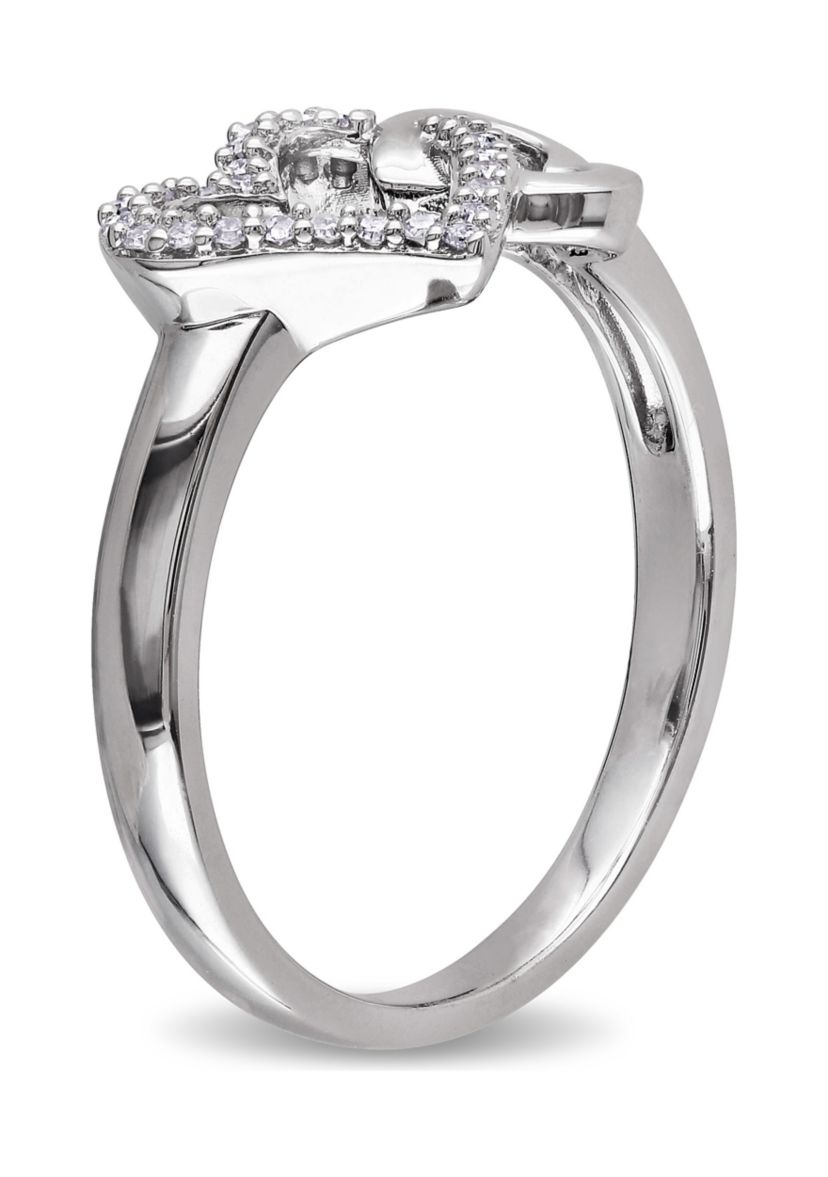 1/10 ct. t.w.Diamond Double Heart Interlocked Ring In Sterling Silver