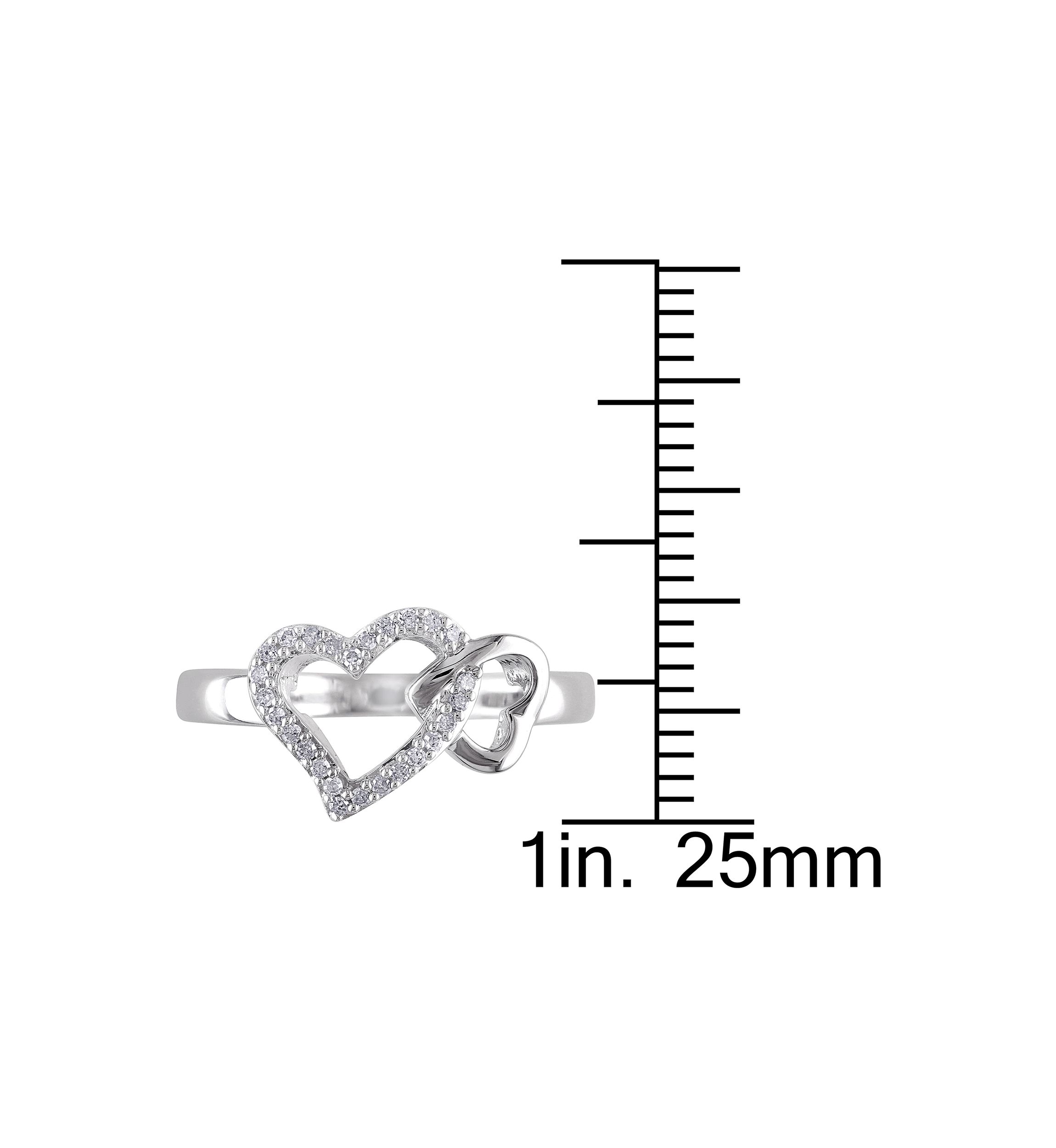 1/10 ct. t.w.Diamond Double Heart Interlocked Ring In Sterling Silver